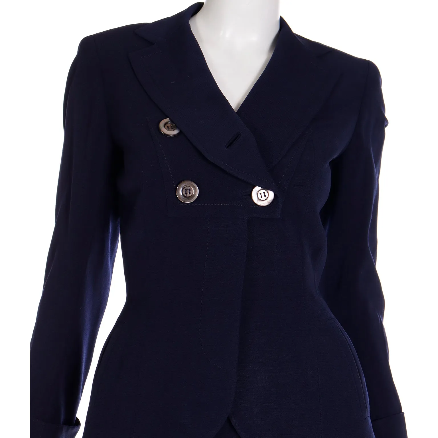 1940s Vintage WWII 2 Pc Navy Blue Skirt & Jacket Suit