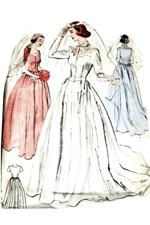 1950s Vintage Wedding Dress Bridesmaid Pattern Butterick 5932 34B