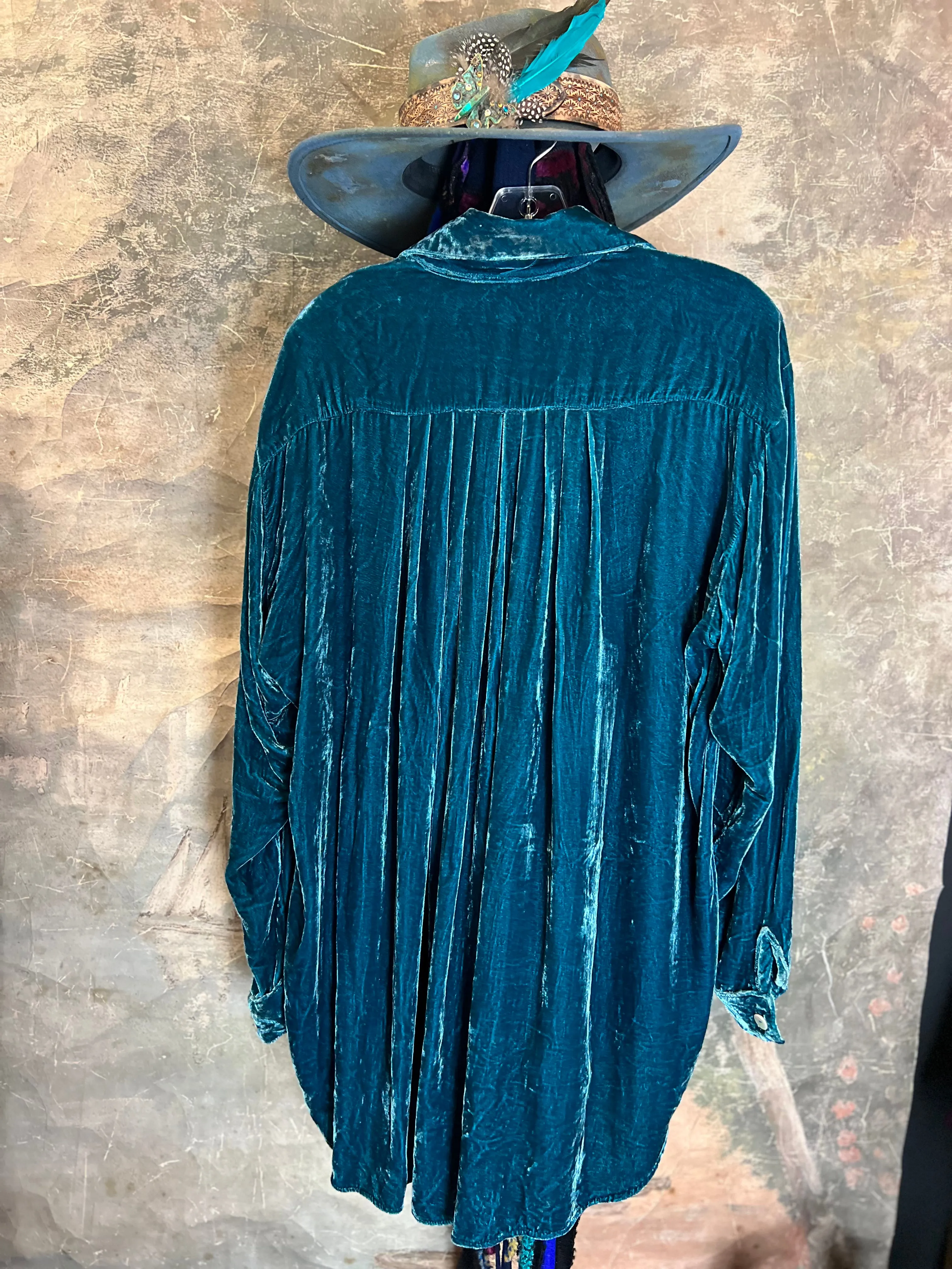 5419 Velvet Camp Shirt-Teal