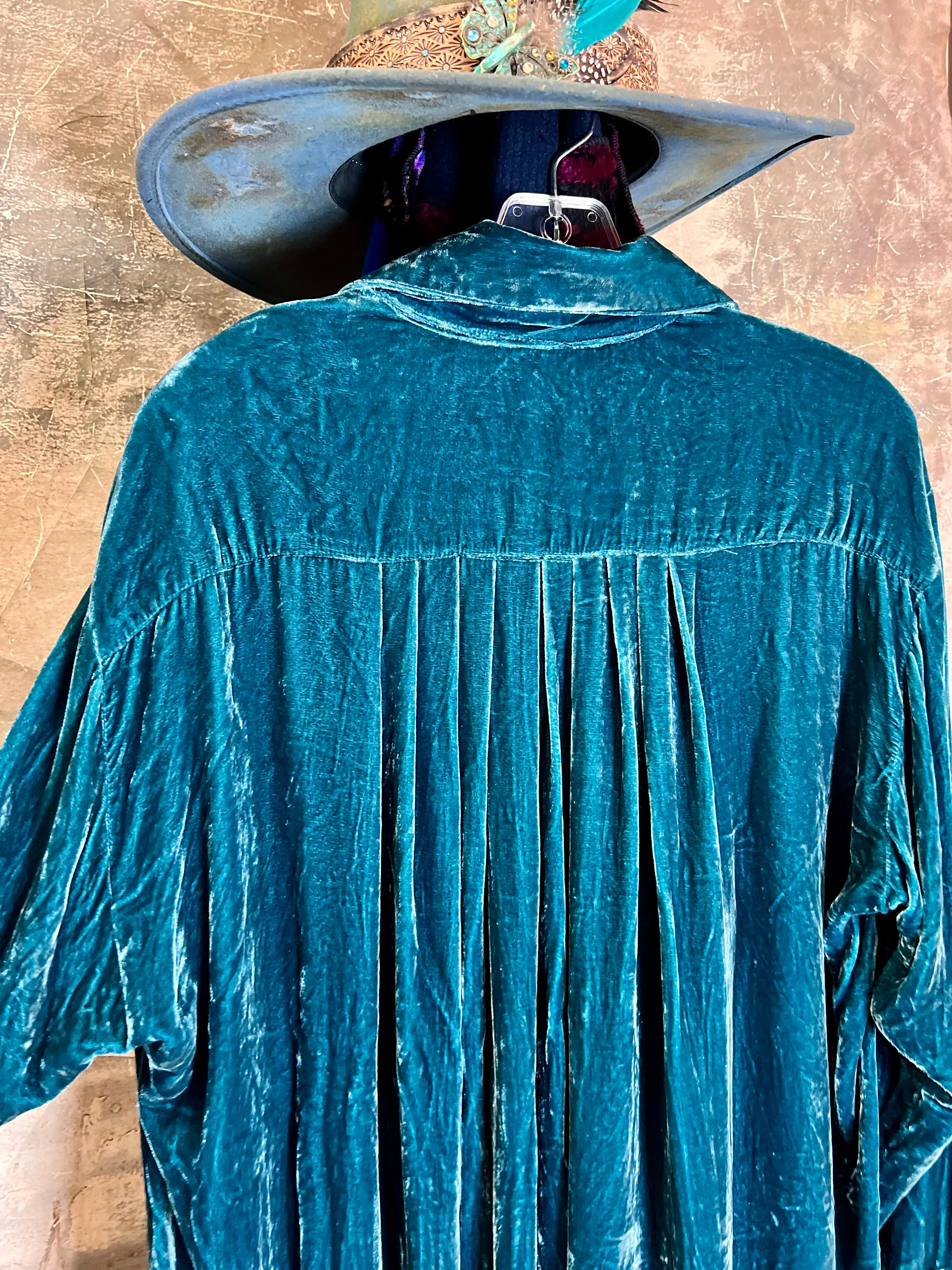 5419 Velvet Camp Shirt-Teal