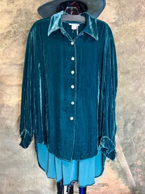 5419 Velvet Camp Shirt-Teal