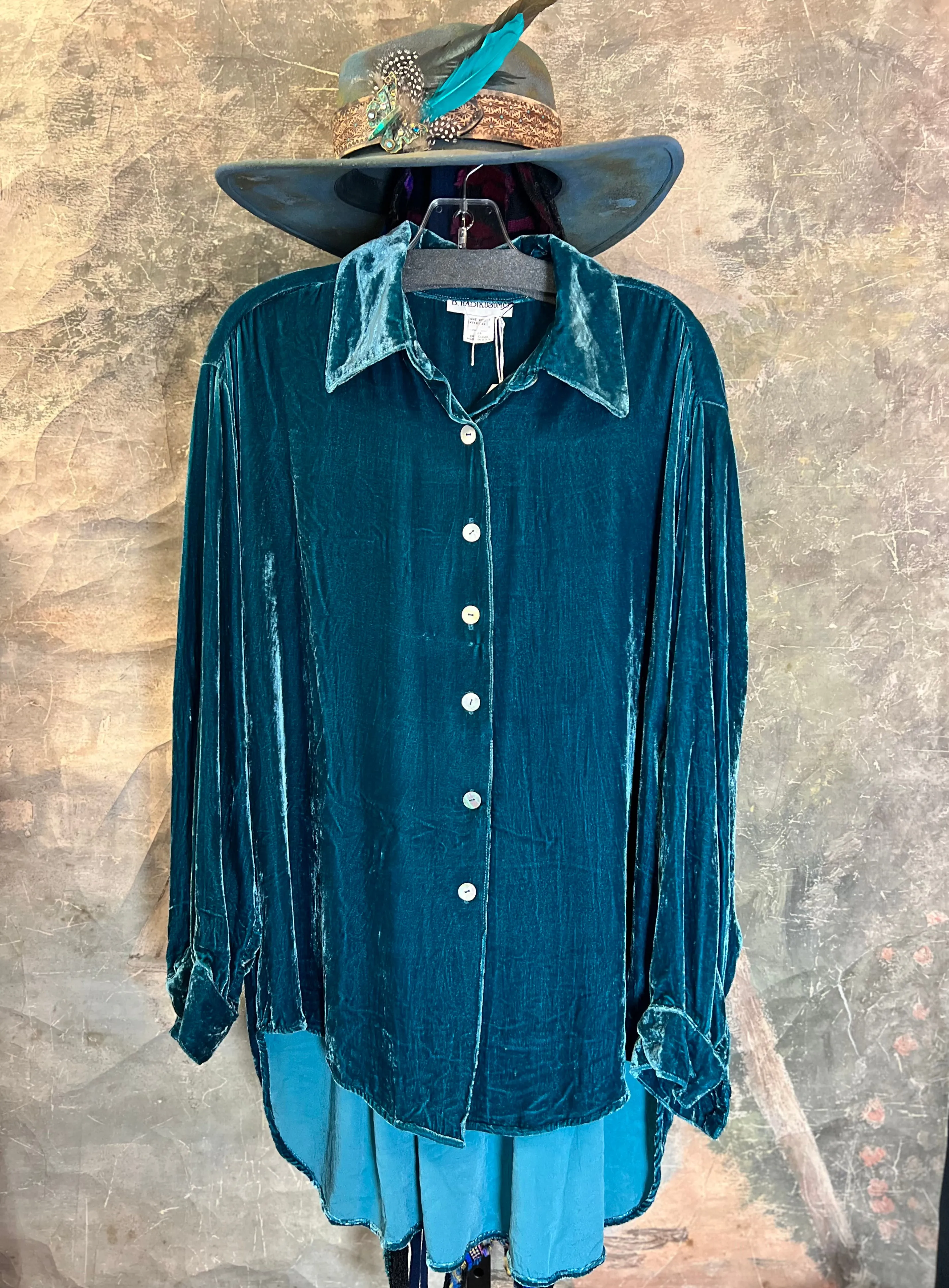 5419 Velvet Camp Shirt-Teal