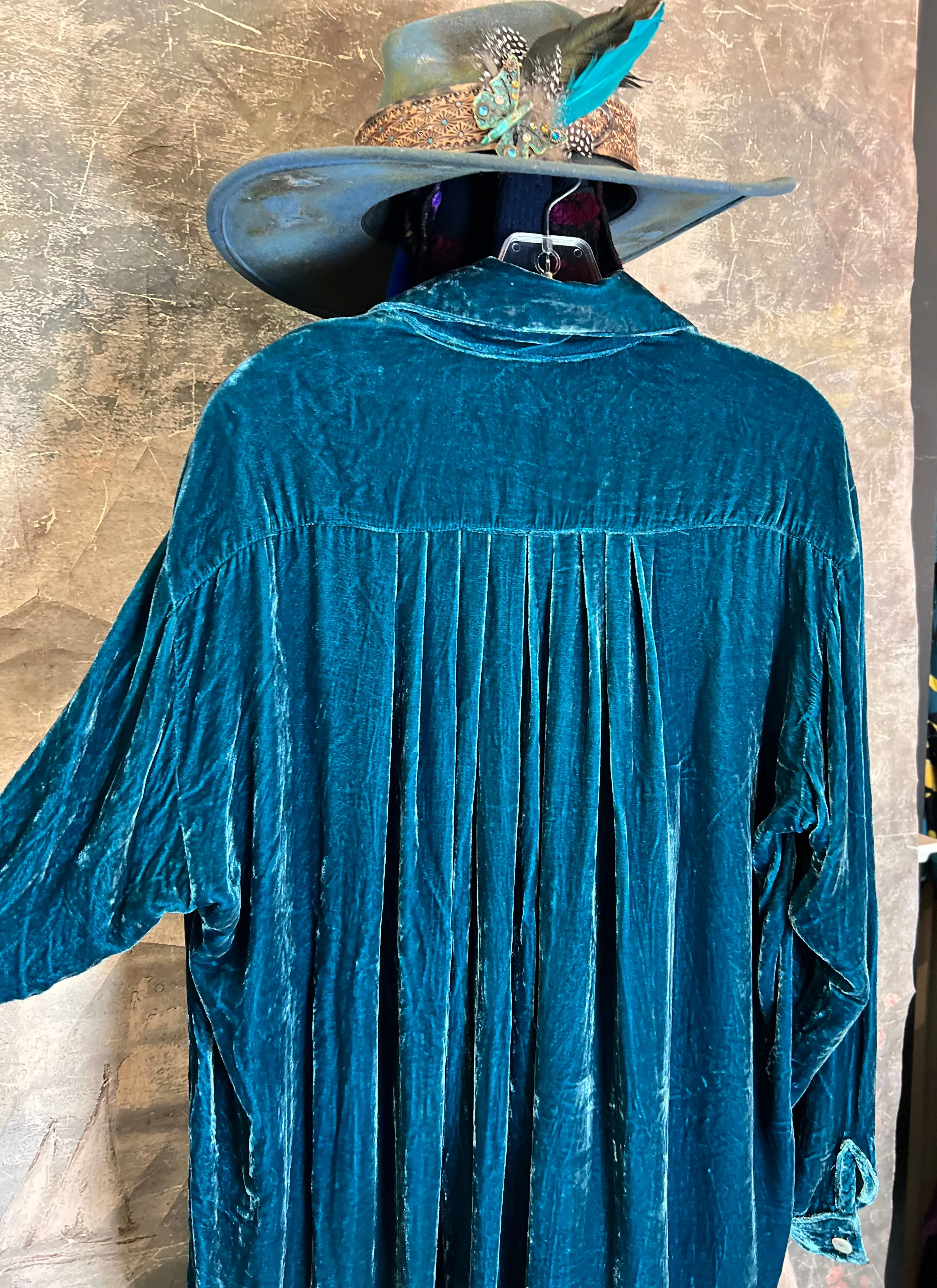 5419 Velvet Camp Shirt-Teal