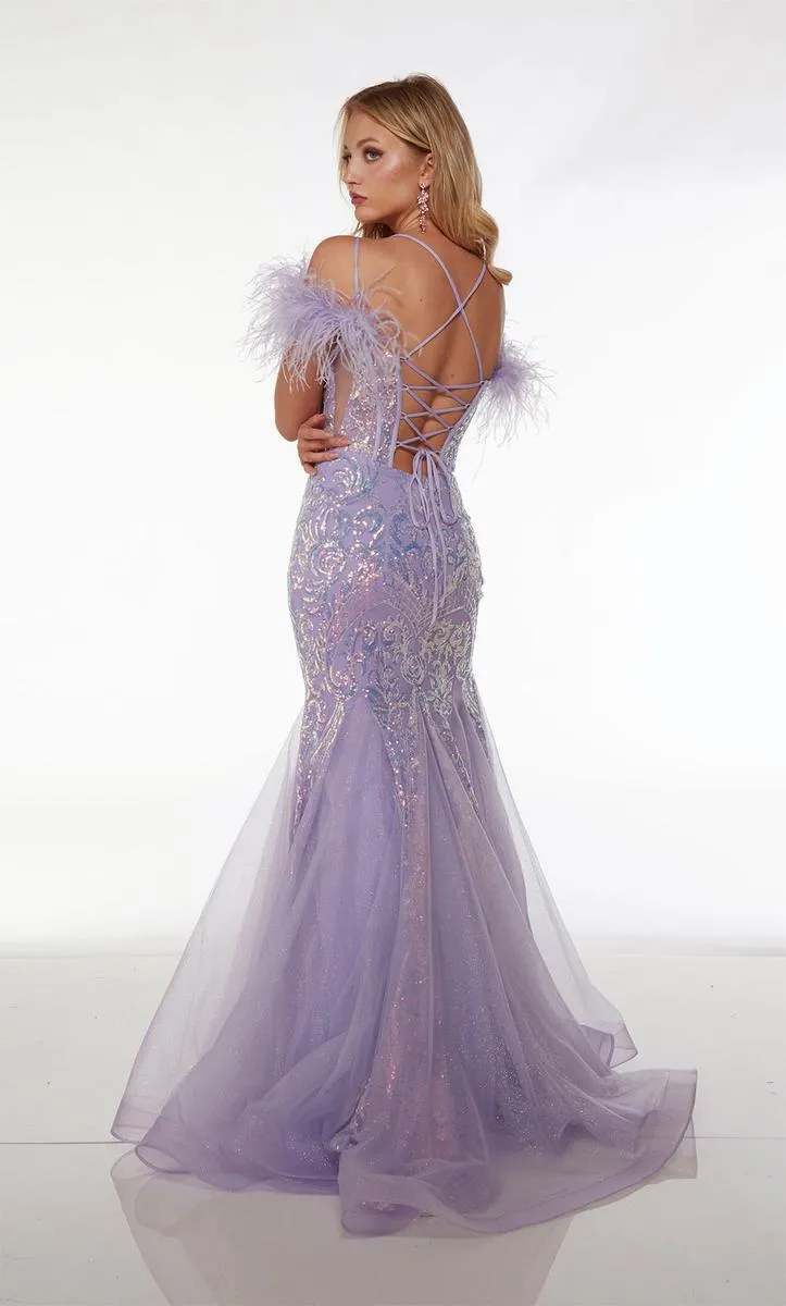 Alyce Paris Feather Off Shoulder Prom Dress 61653