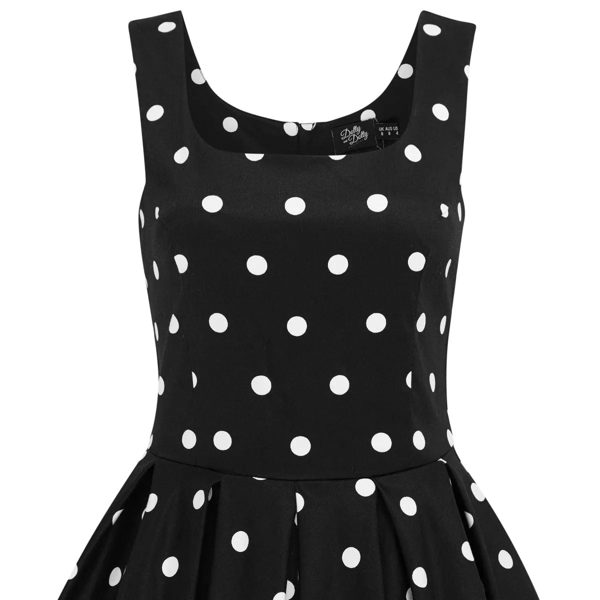 Amanda Scoop Neck 1.7cm Polka Dot Swing Dress in Black & White