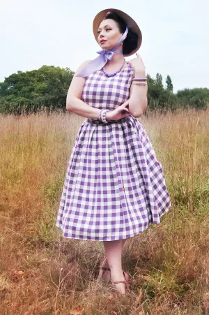 Annie Purple Gingham Swing Dress