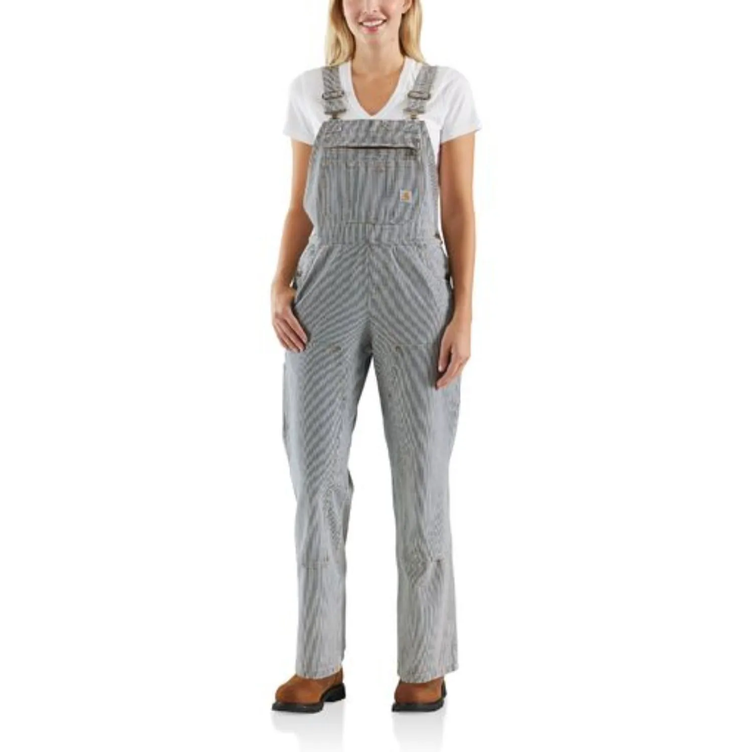 Carhartt Women's Relaxed Fit Denim Railroad Stripe Bib