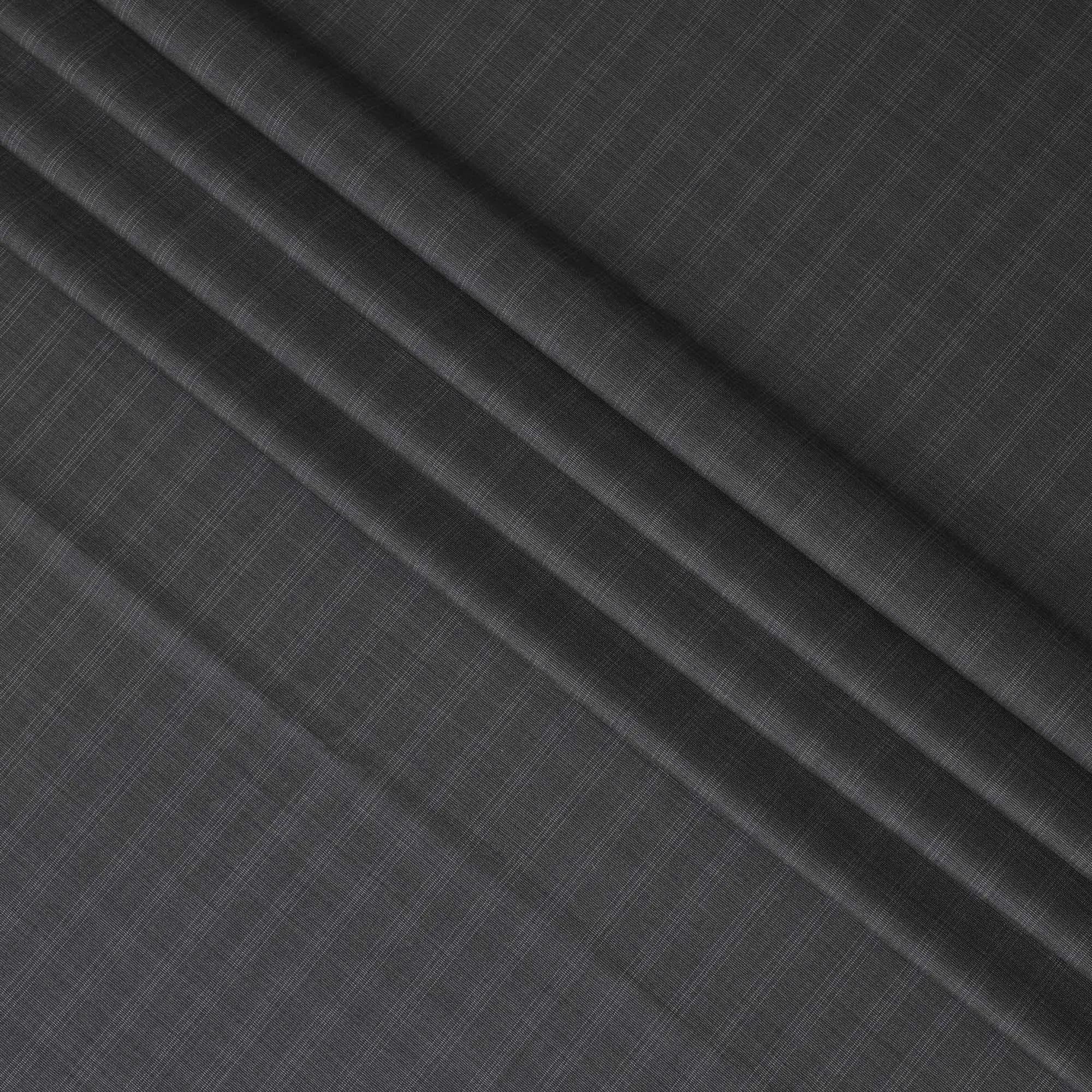 Charcoal grey Premium Italian wool suiting fabric with off white checks design-D11448