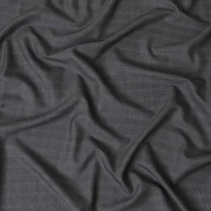 Charcoal grey Premium Italian wool suiting fabric with off white checks design-D11448