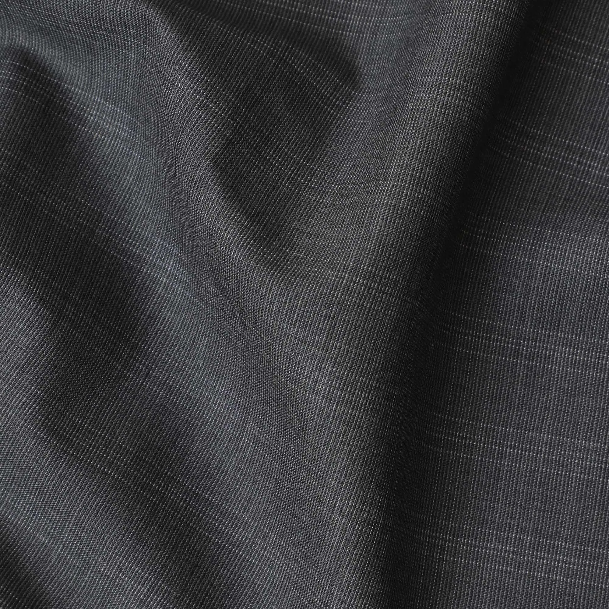 Charcoal grey Premium Italian wool suiting fabric with off white checks design-D11448