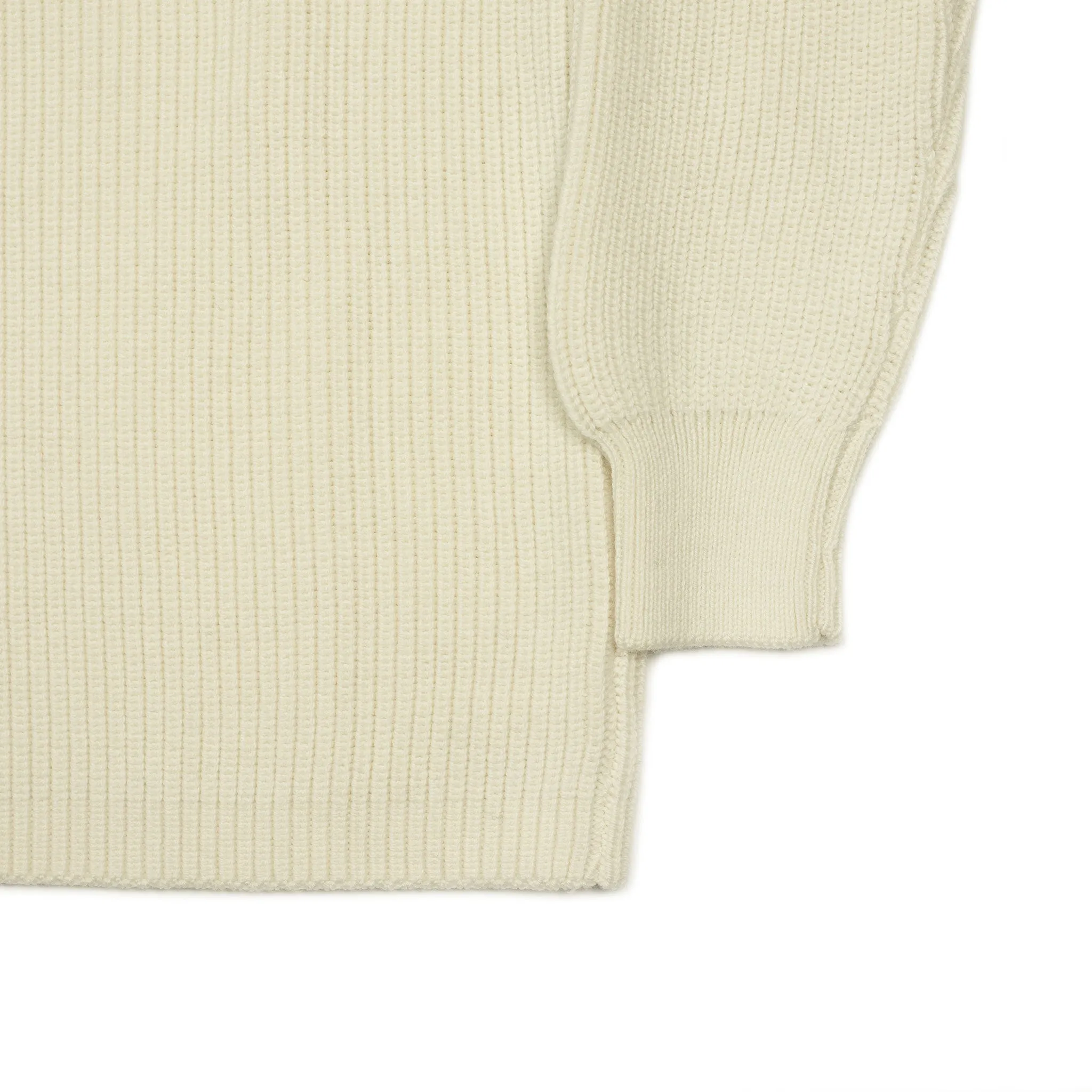 Chunky ribbed crewneck sweater in ecru merino wool (restock)