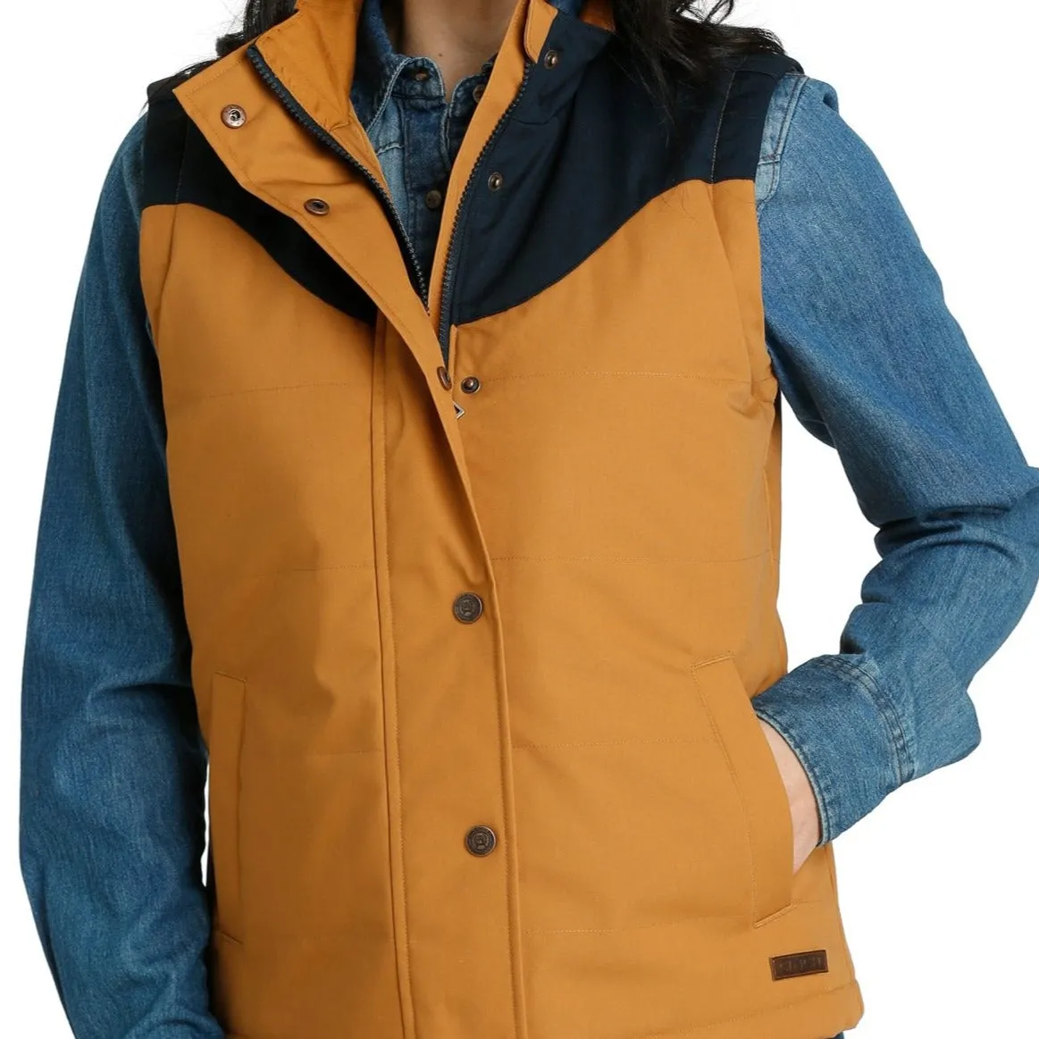 Cinch Women's Concealed Carry Canvas Vest in Brown and Navy