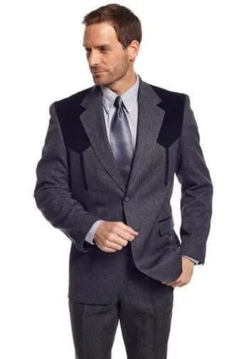 Circle S Mens Charcoal Polyester Boise Sportcoat Jacket Blazer 42 L