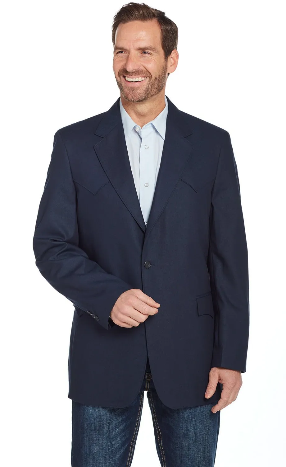 Circle S Mens Navy Polyester Plano Western Sport Coat 42 R