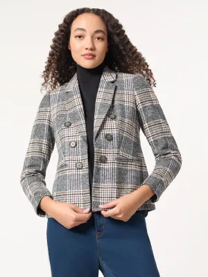 Classic Plaid Double-Breasted Jacket