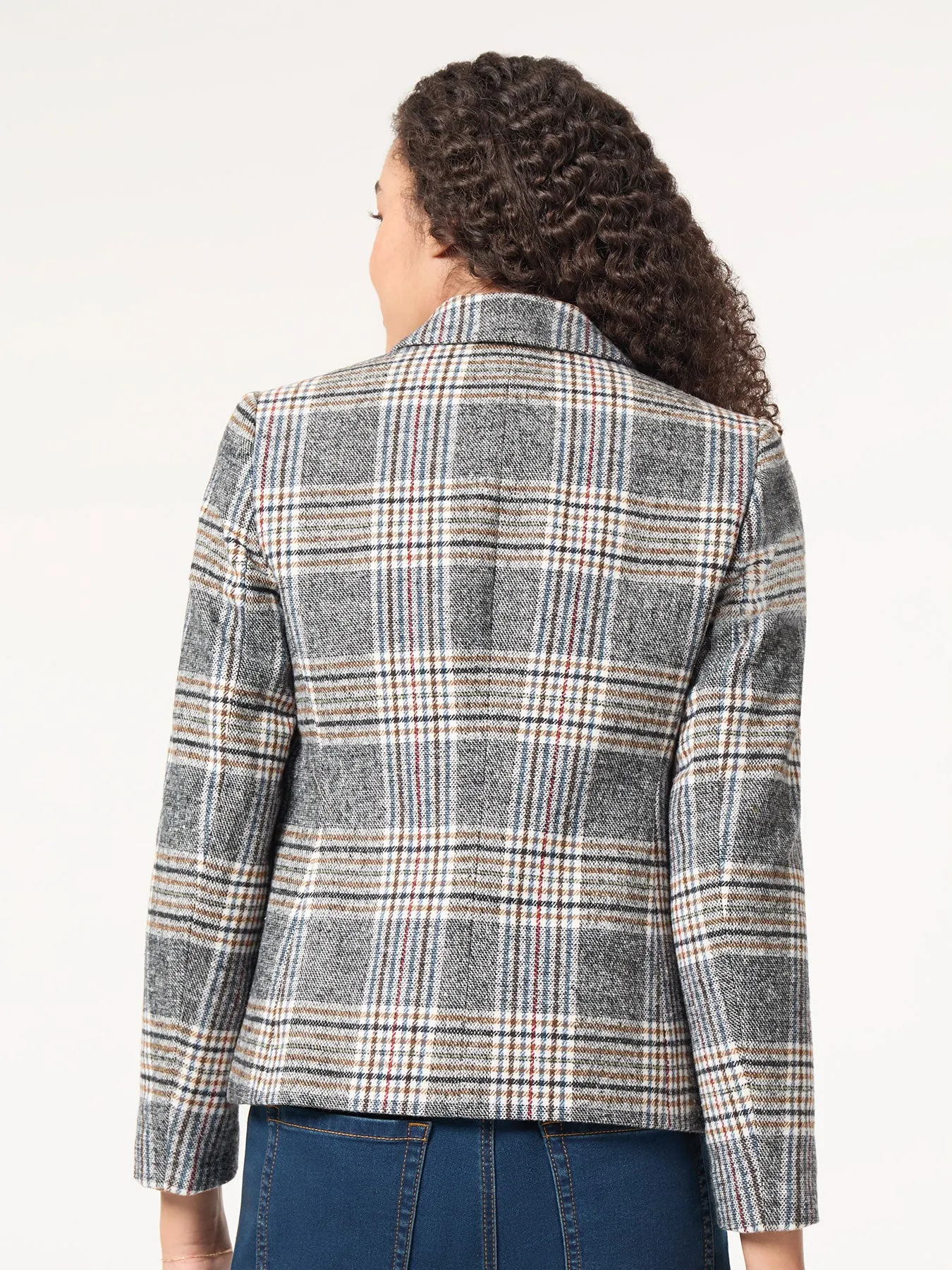 Classic Plaid Double-Breasted Jacket