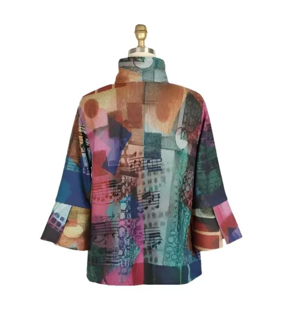 Damee Musical Notes Print Flannel Jacket - 4916-MLT