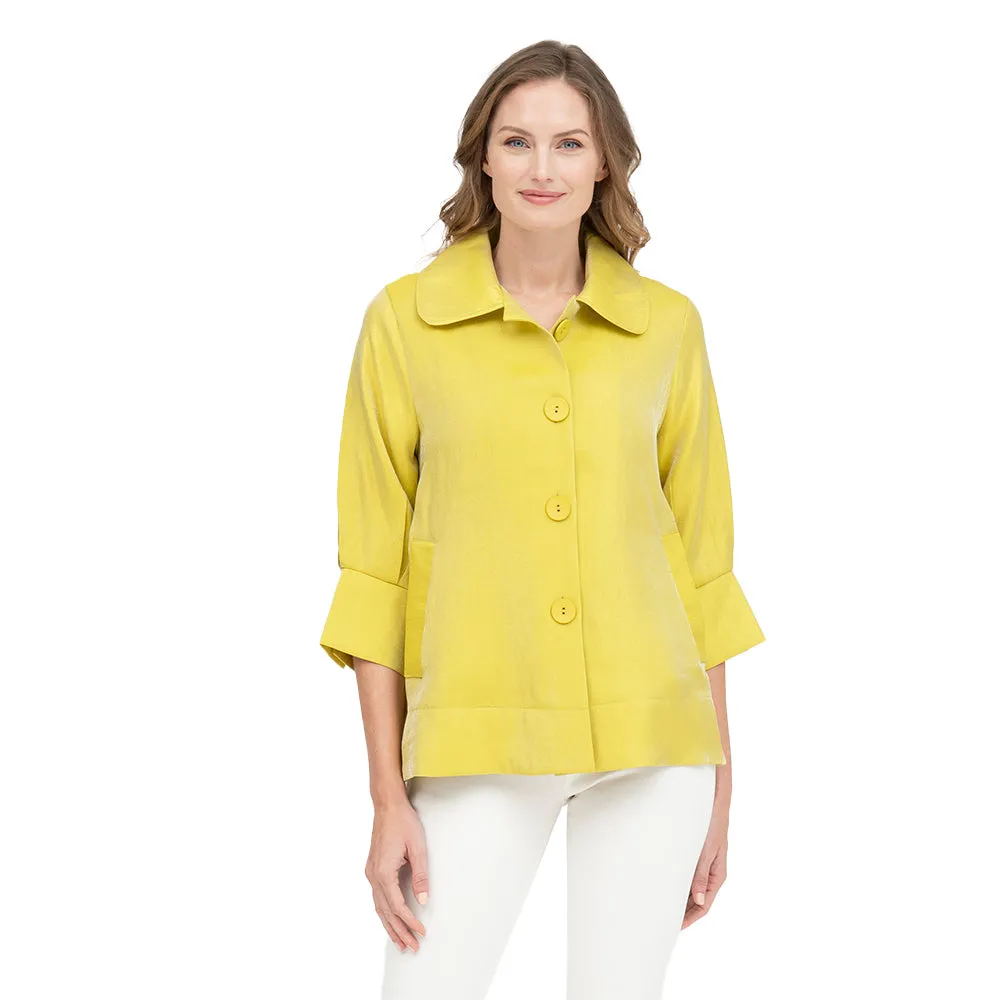 Damee Solid Wide Ball Collar Jacket in Citron Yellow  - 4741-YLW