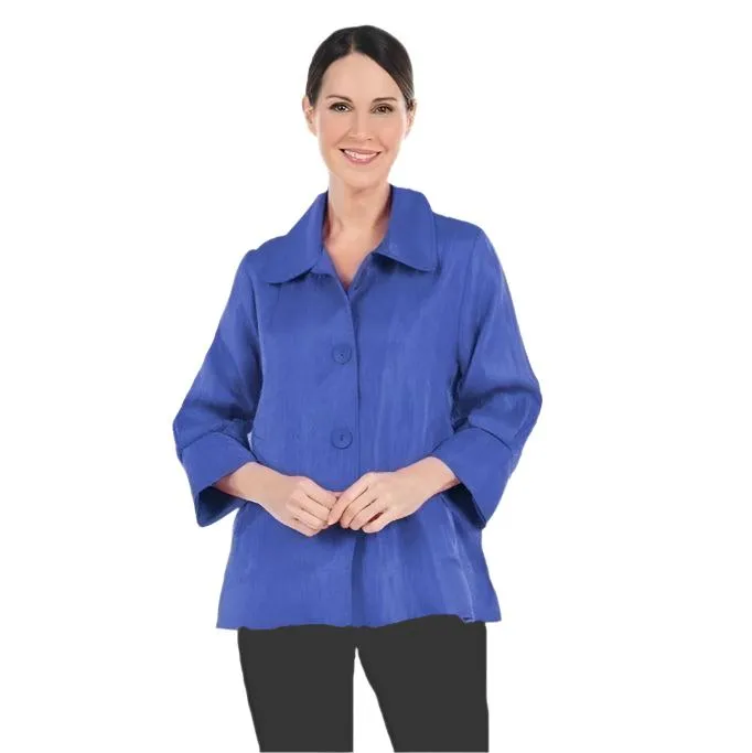 Damee Solid Wide Ball Collar Jacket in Royal Blue - 4741-RYL