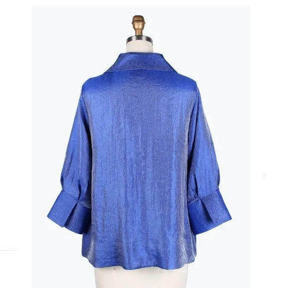 Damee Solid Wide Ball Collar Jacket in Royal Blue - 4741-RYL