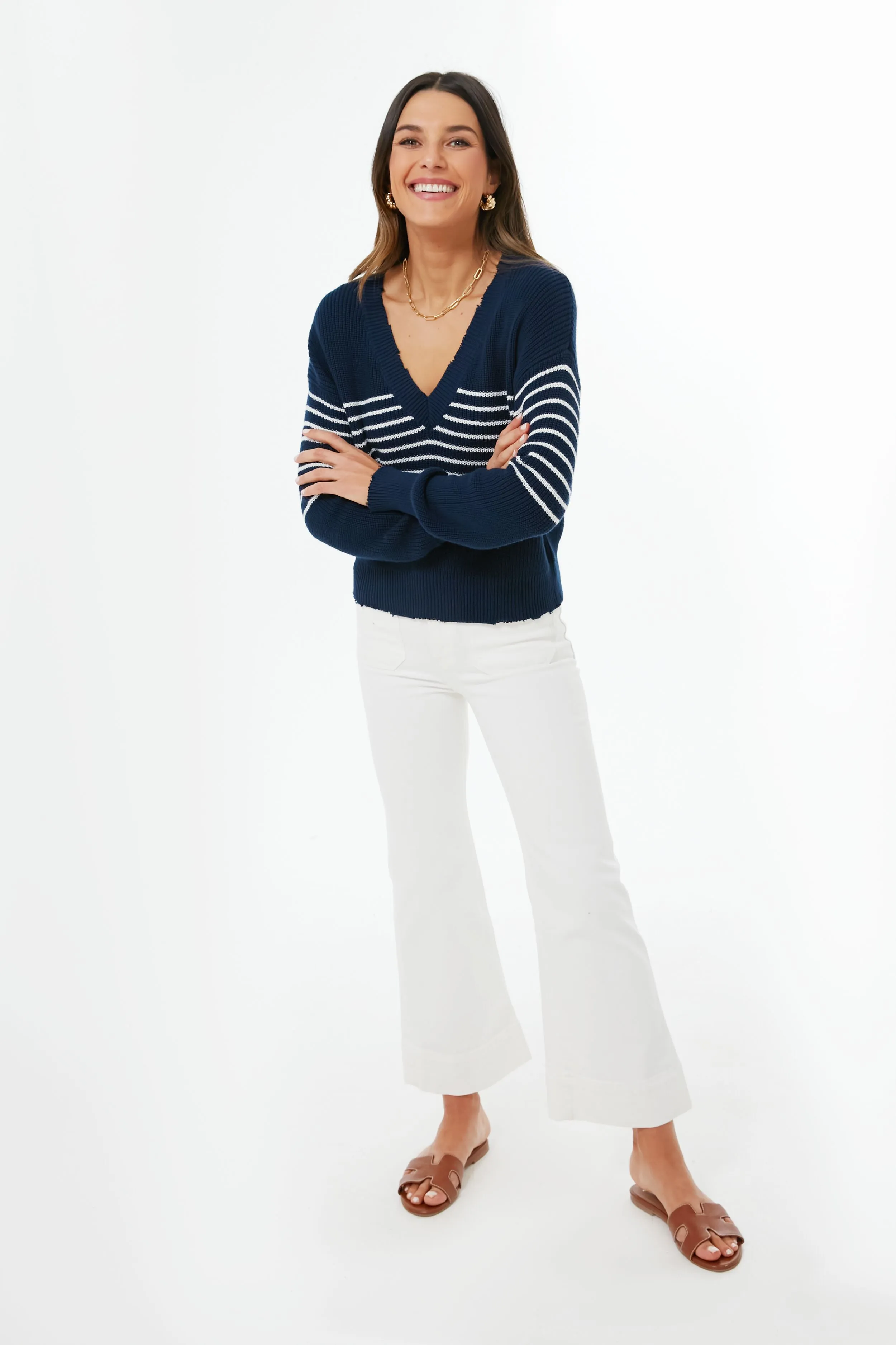 Dark Navy Stripe Lea Cotton Pullover