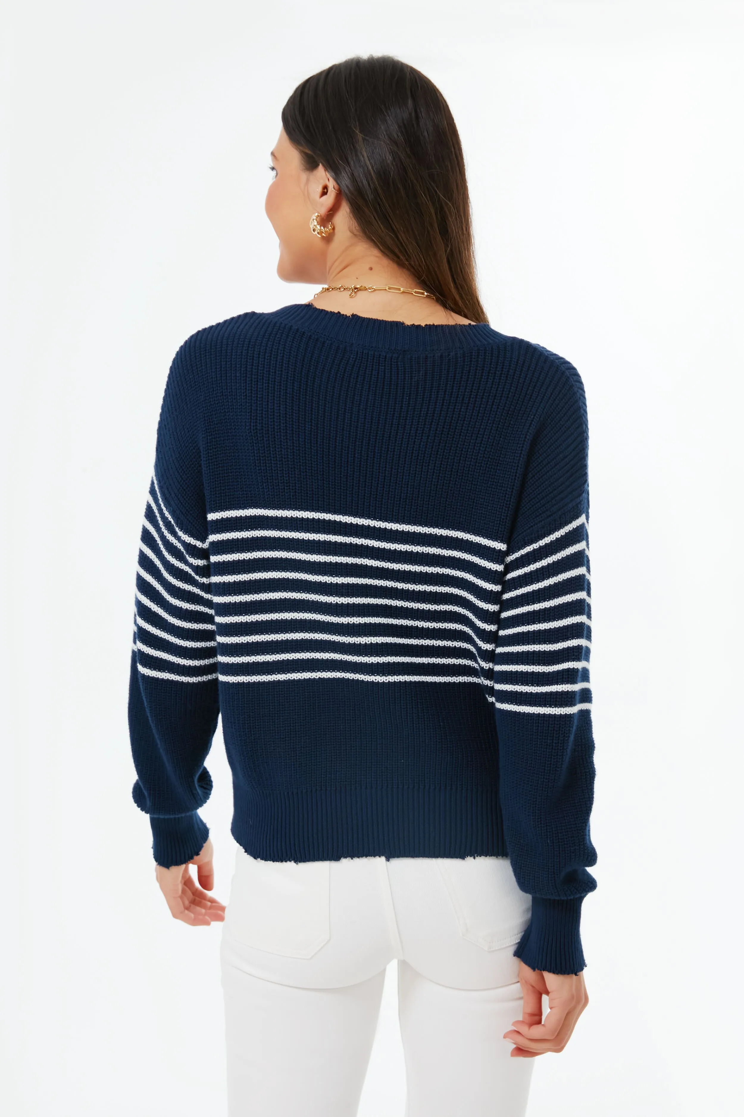 Dark Navy Stripe Lea Cotton Pullover