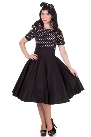 Darlene Black Retro Dress with Polka Dot Collar