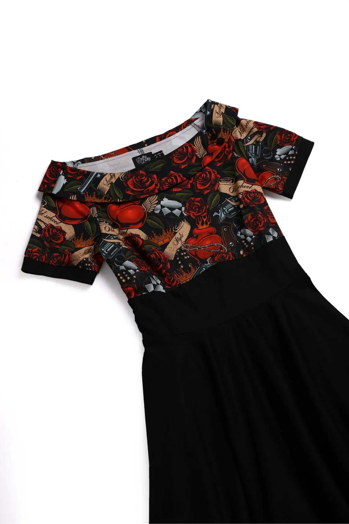 Darlene Rockabilly Guns N Roses Roll Collar Dress