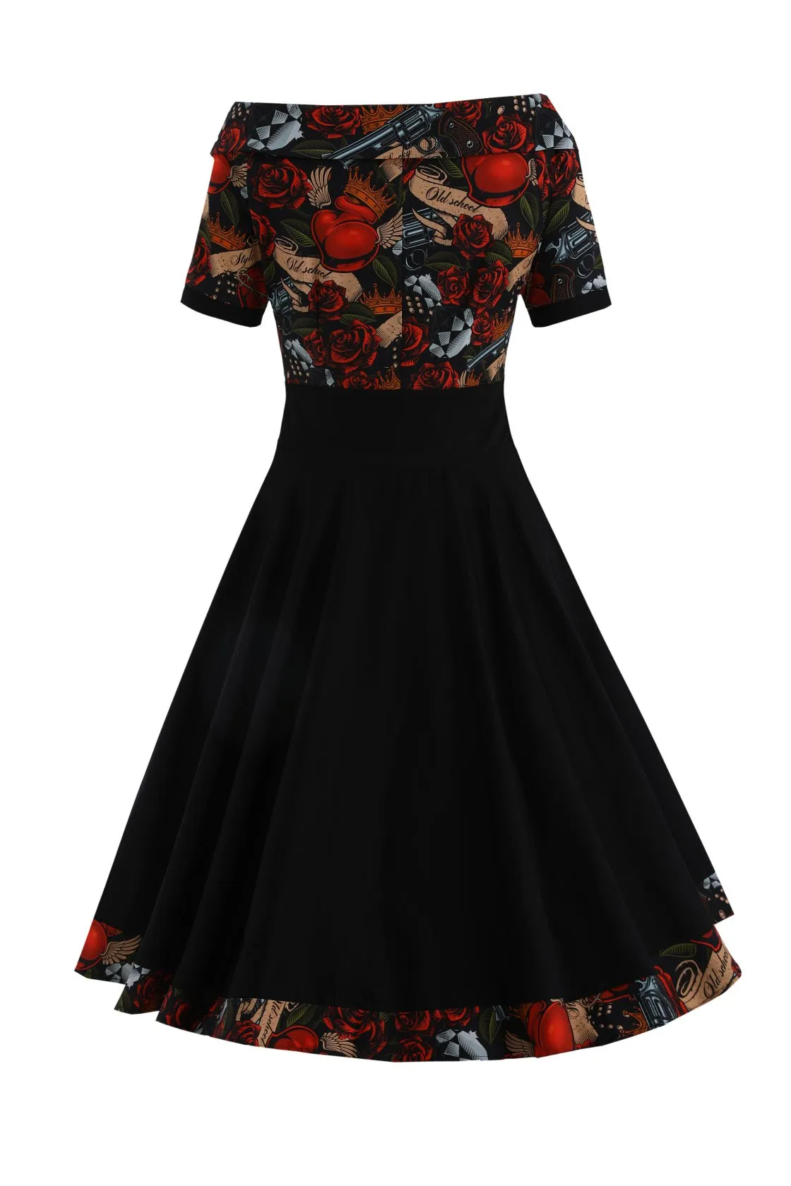 Darlene Rockabilly Guns N Roses Roll Collar Dress