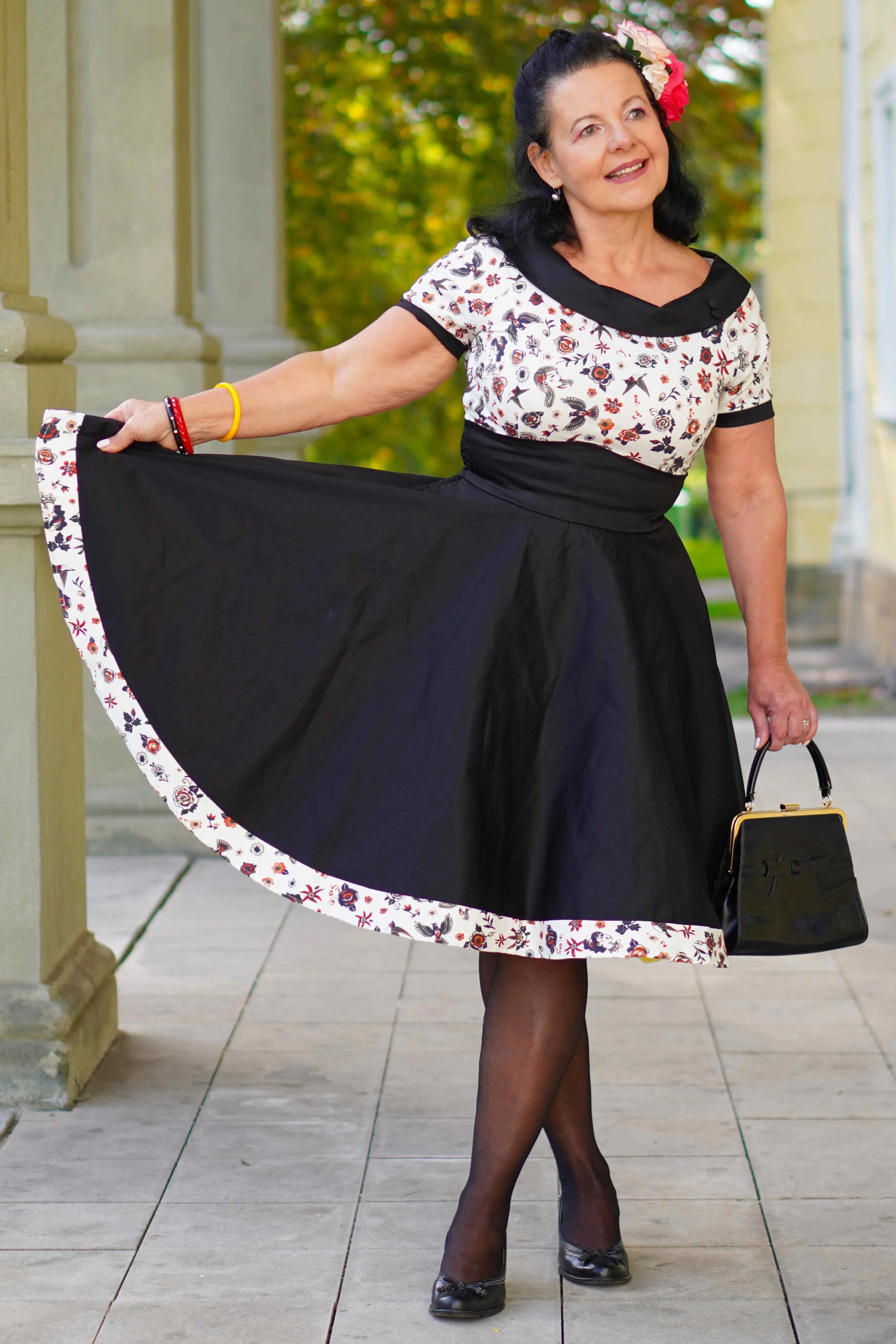 Darlene Rockabilly Old School Tattoo Roll Collar Dress