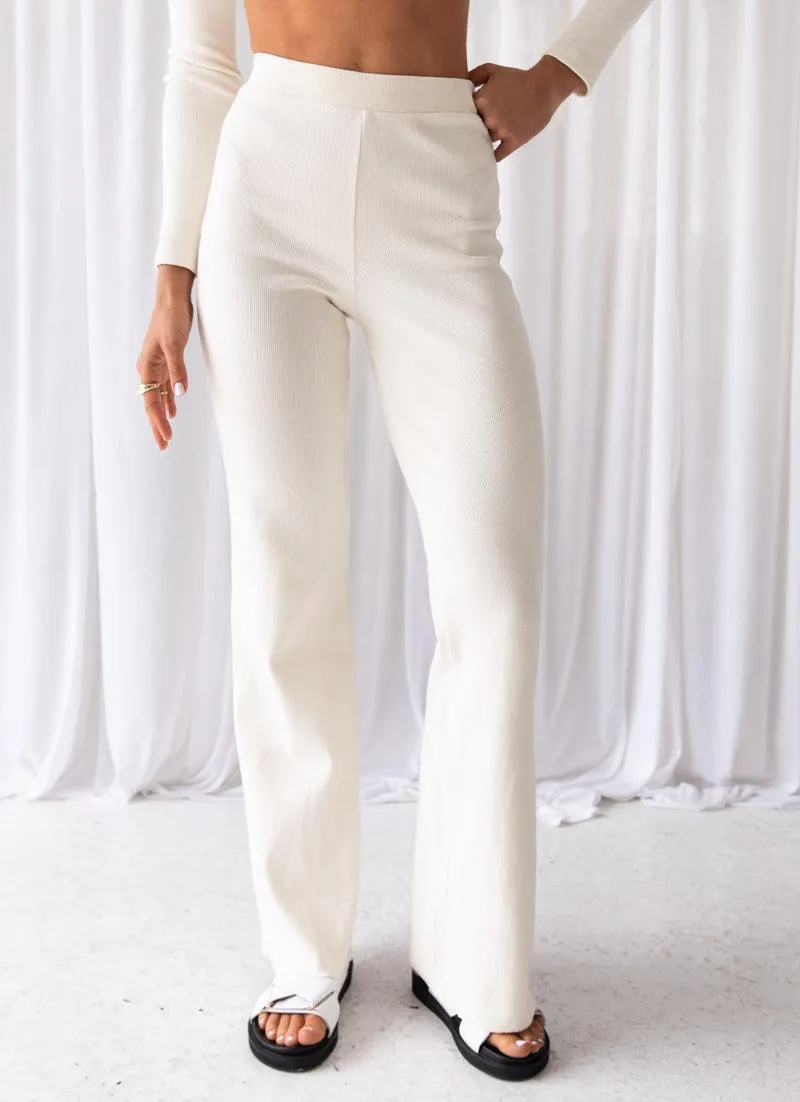 Day Club Organic Cotton Rib Pants - Ivory