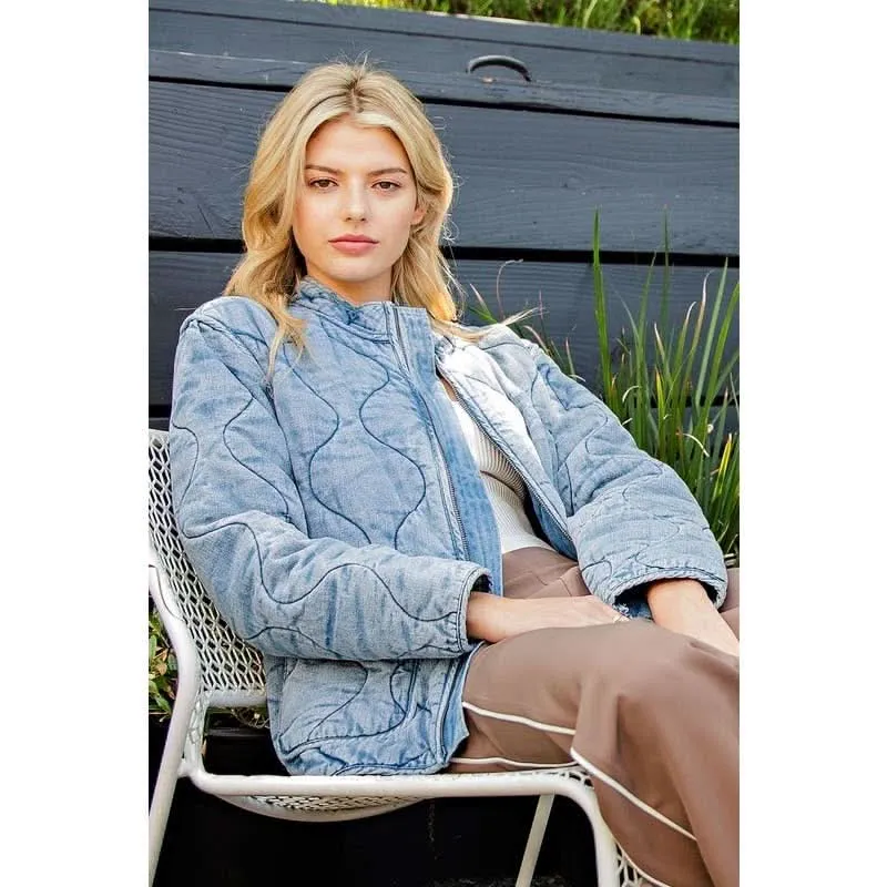 Denim Washed Quilted Jacket