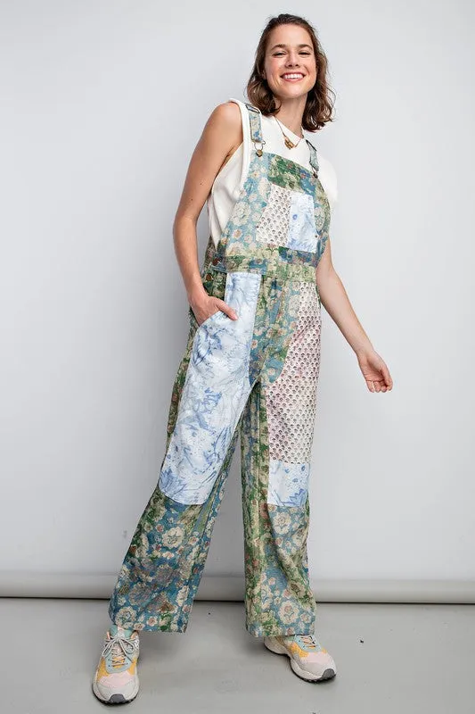 DOLLY (MIXED FLORAL PRINT WASHED COTTON TWILL OVERALLS)