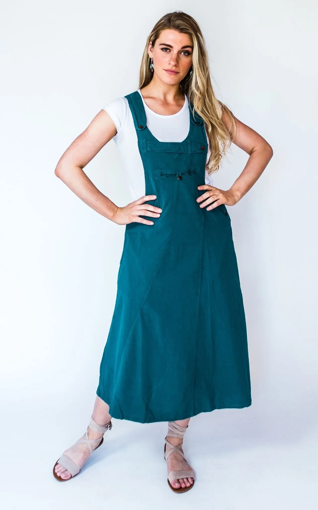 Dungaree Dress - Turquoise