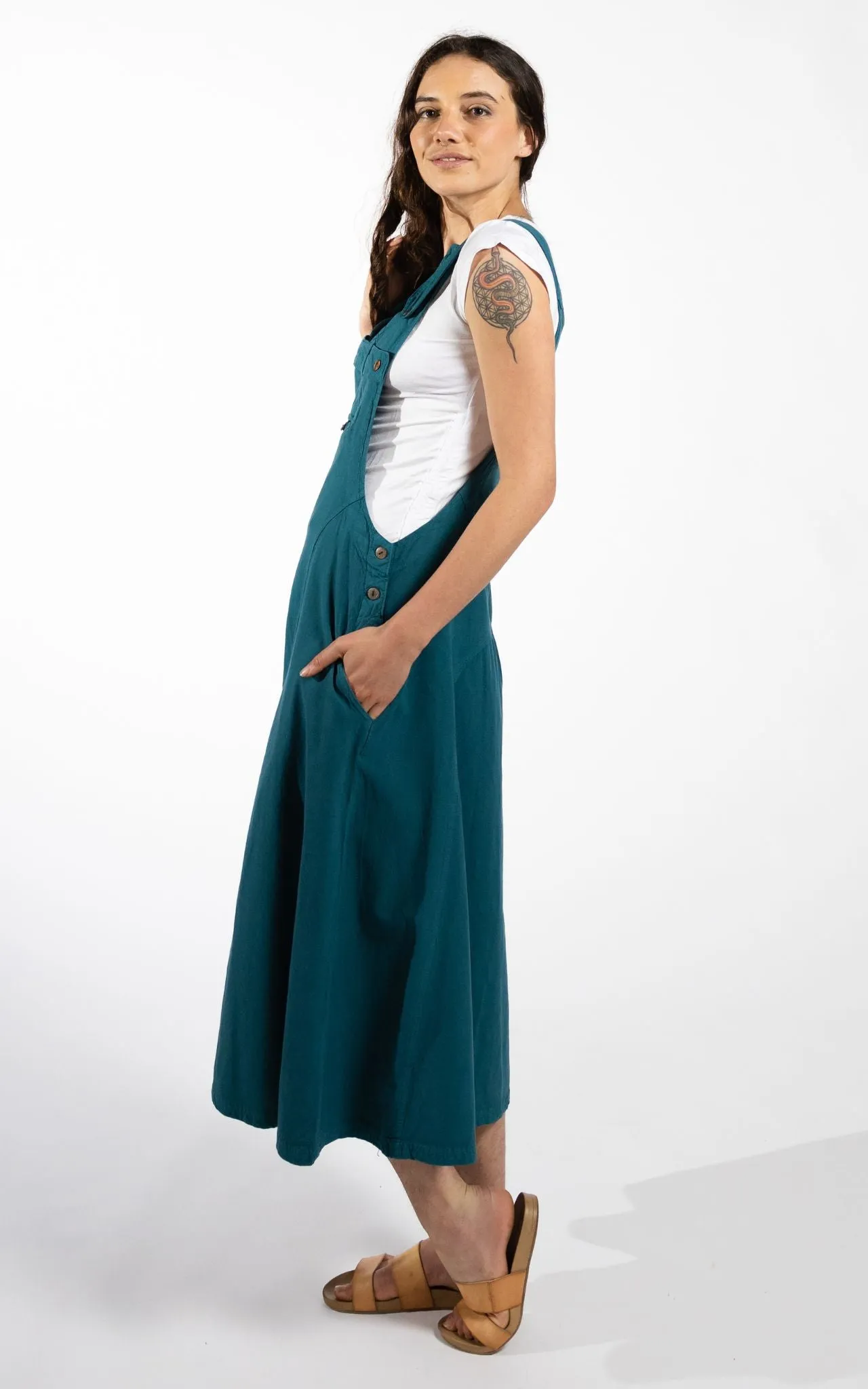 Dungaree Dress - Turquoise