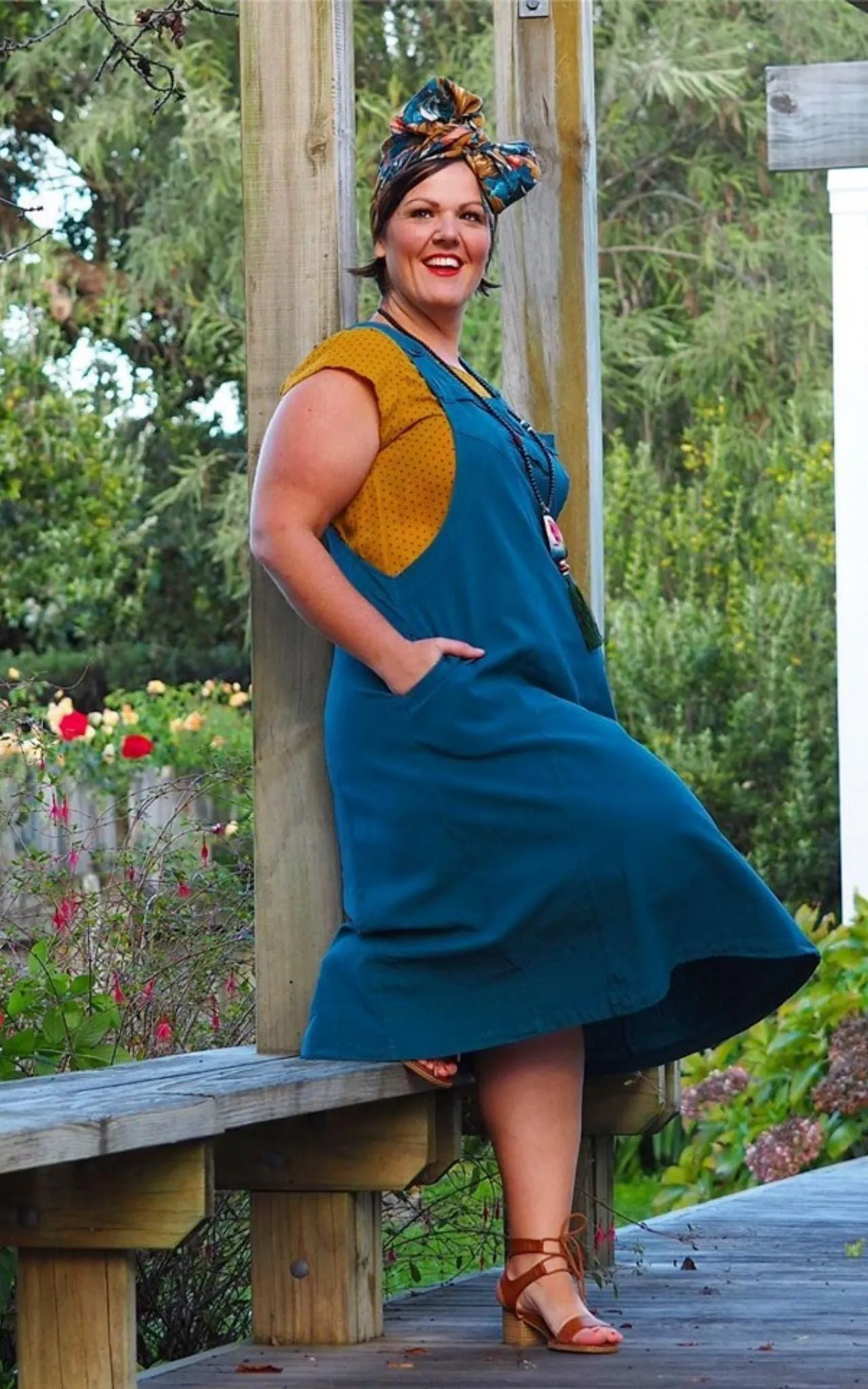 Dungaree Dress - Turquoise