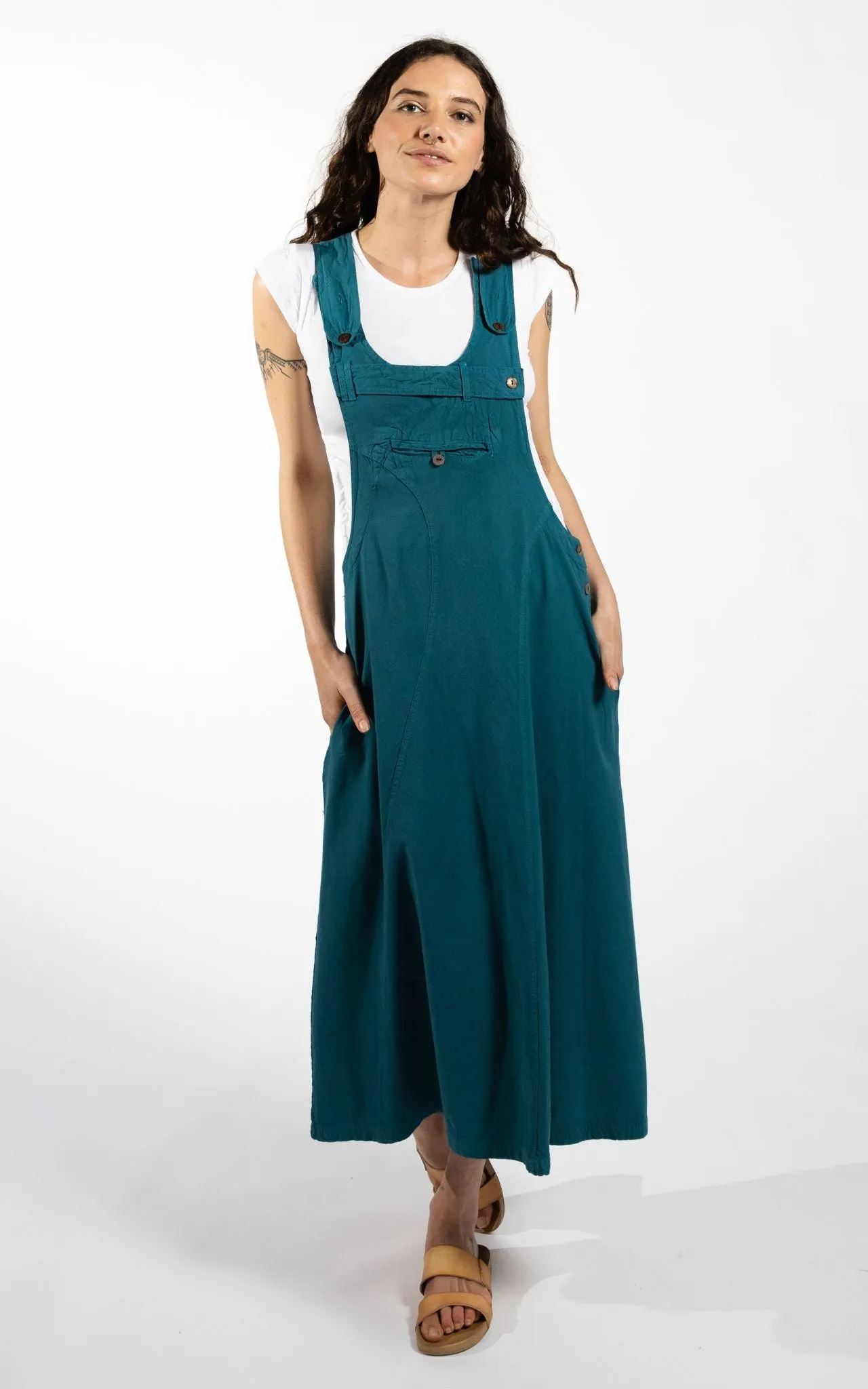 Dungaree Dress - Turquoise