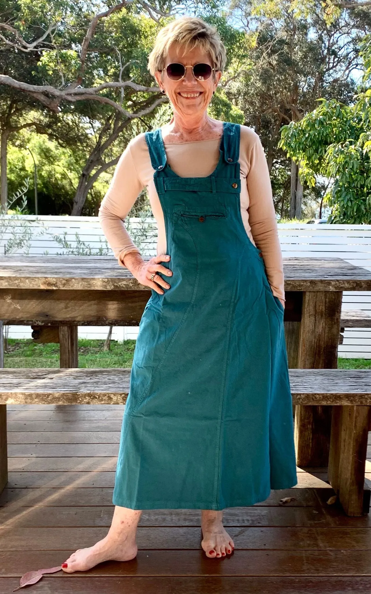 Dungaree Dress - Turquoise