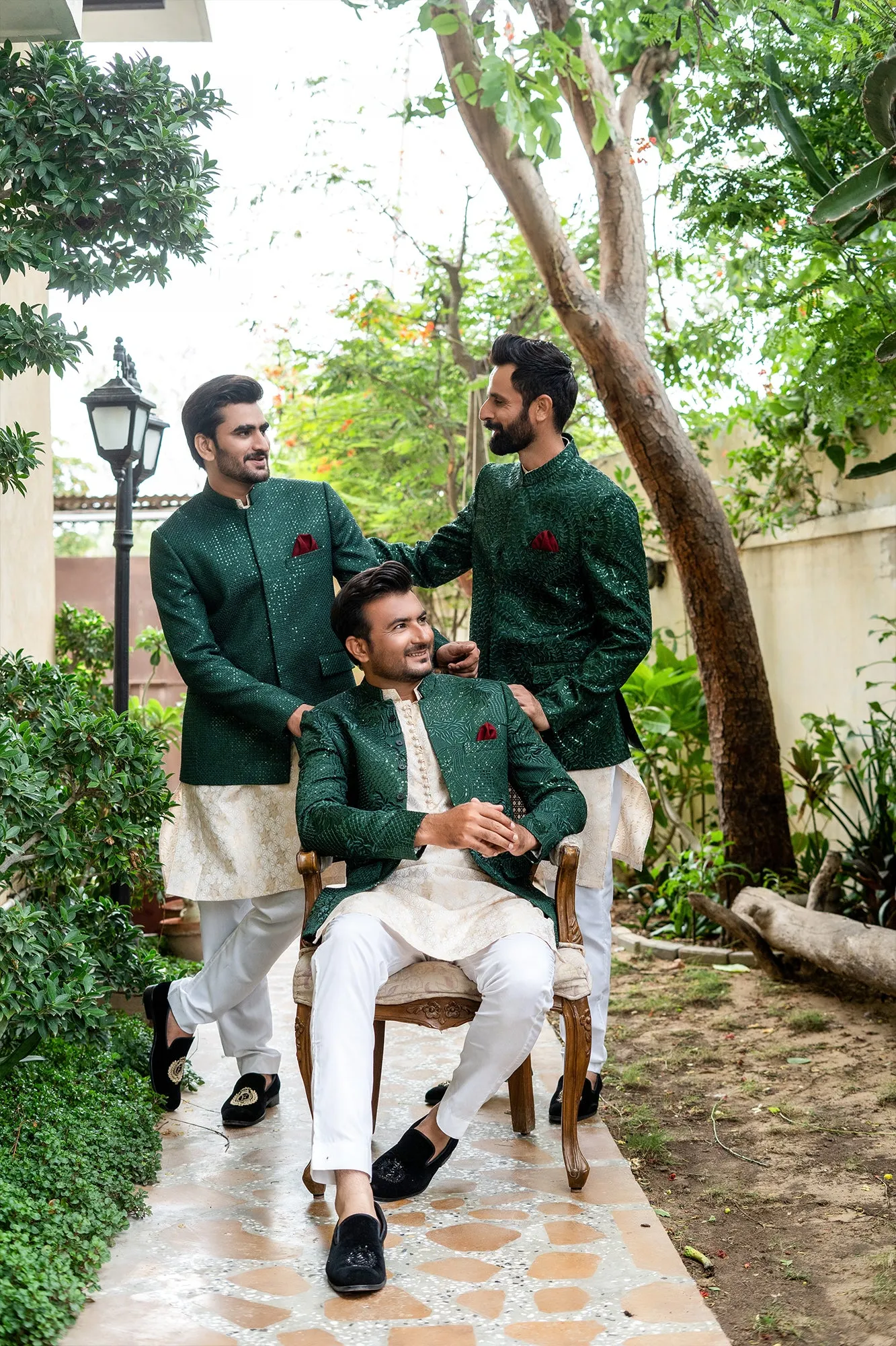 ER 2095 Green Sequence Embroidery wedding Prince Coat