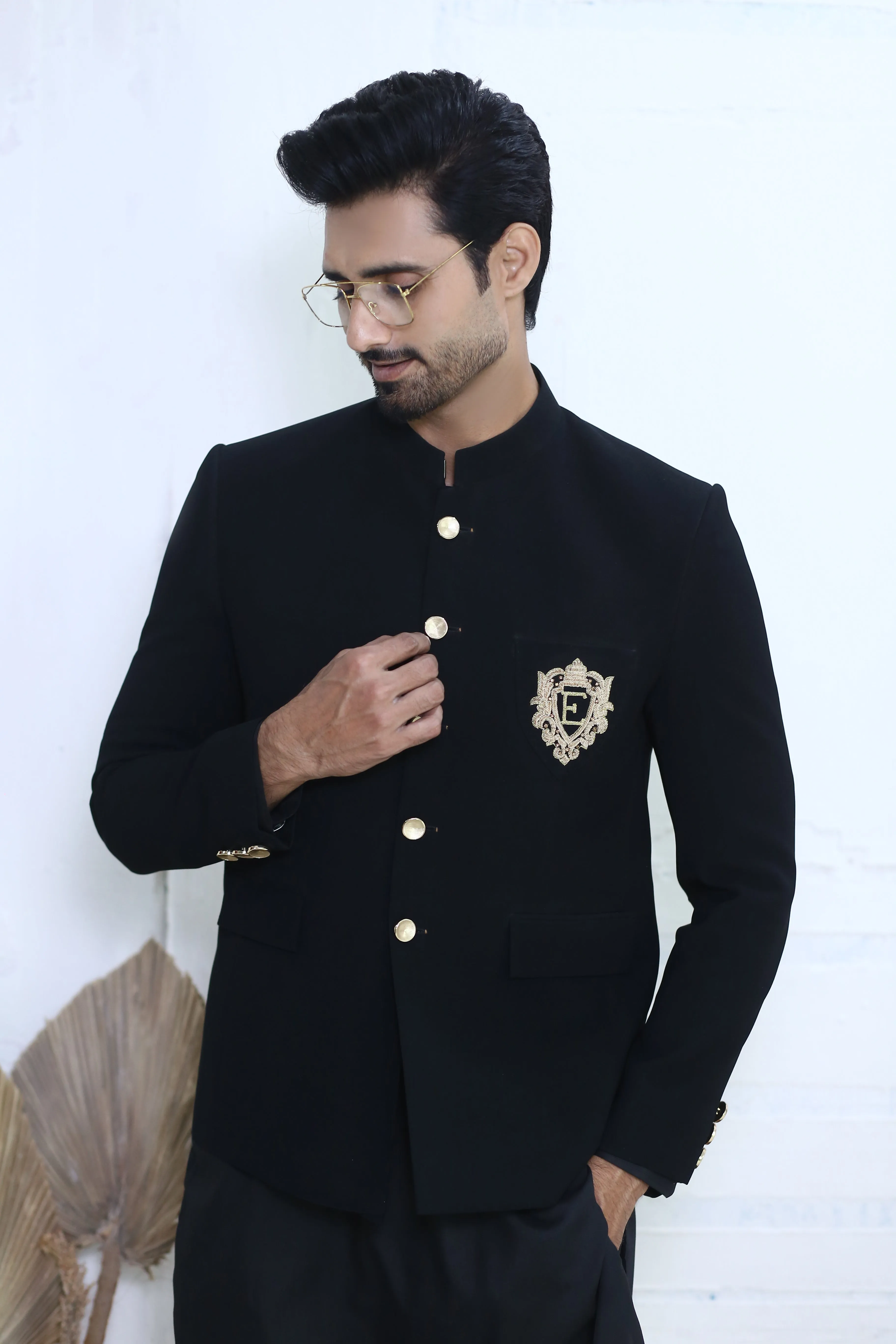 ER PC 3001 Jet Black Prince Coat For Men's