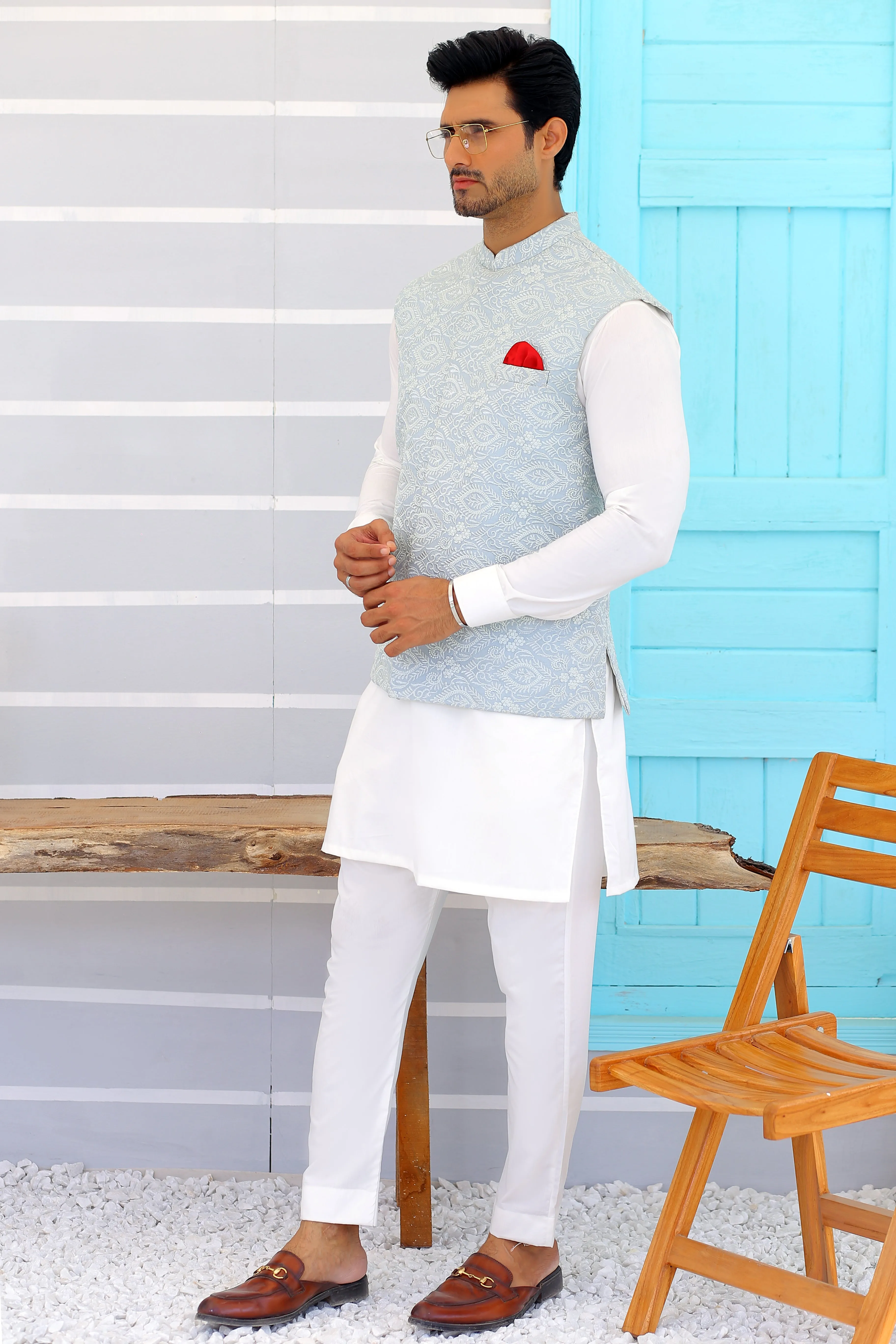 ER WC 1090 Men's Sky Blue Waist Coat