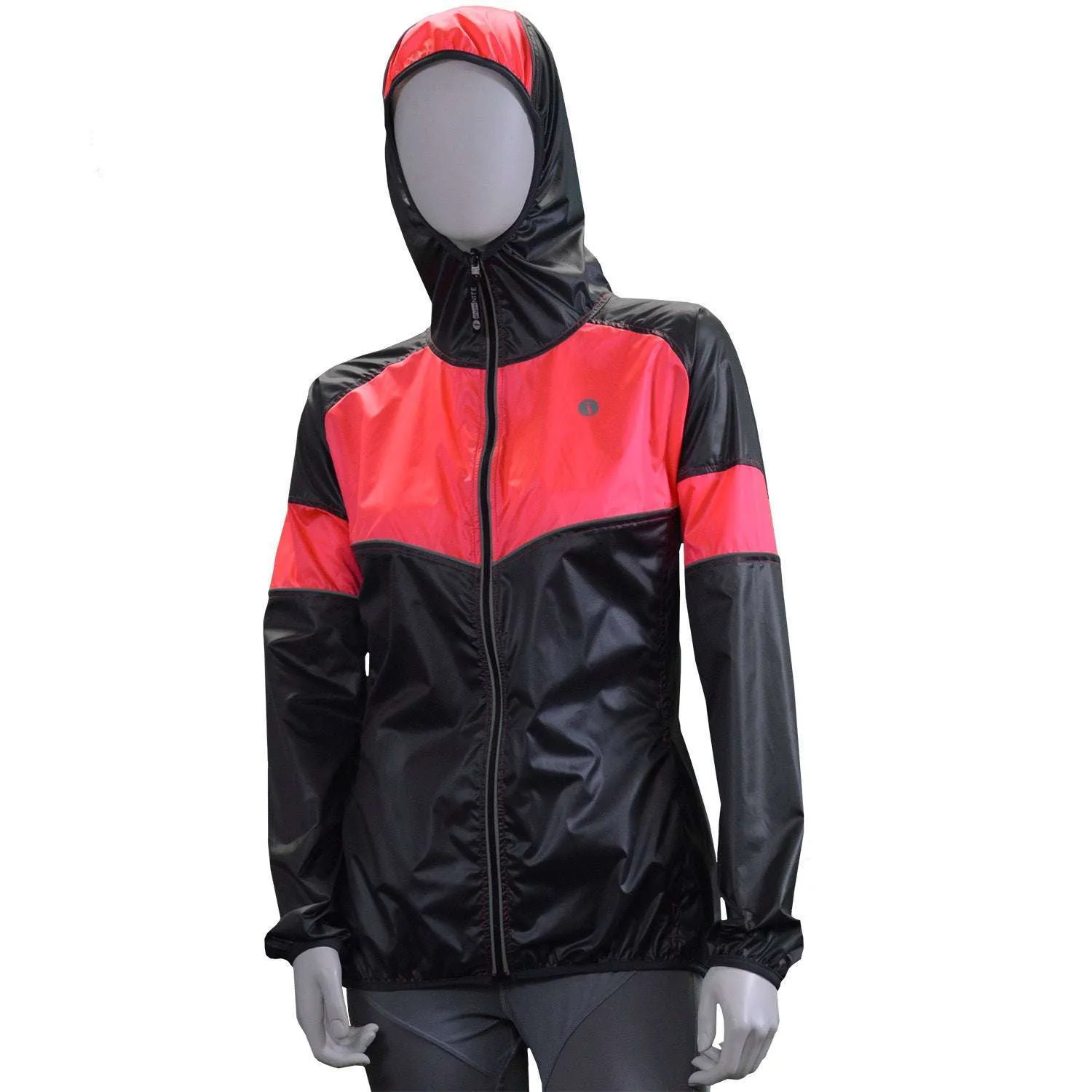 FINAL SALE: Venture Packable Women's Reflective Jacket in Graphite / Coral Glo