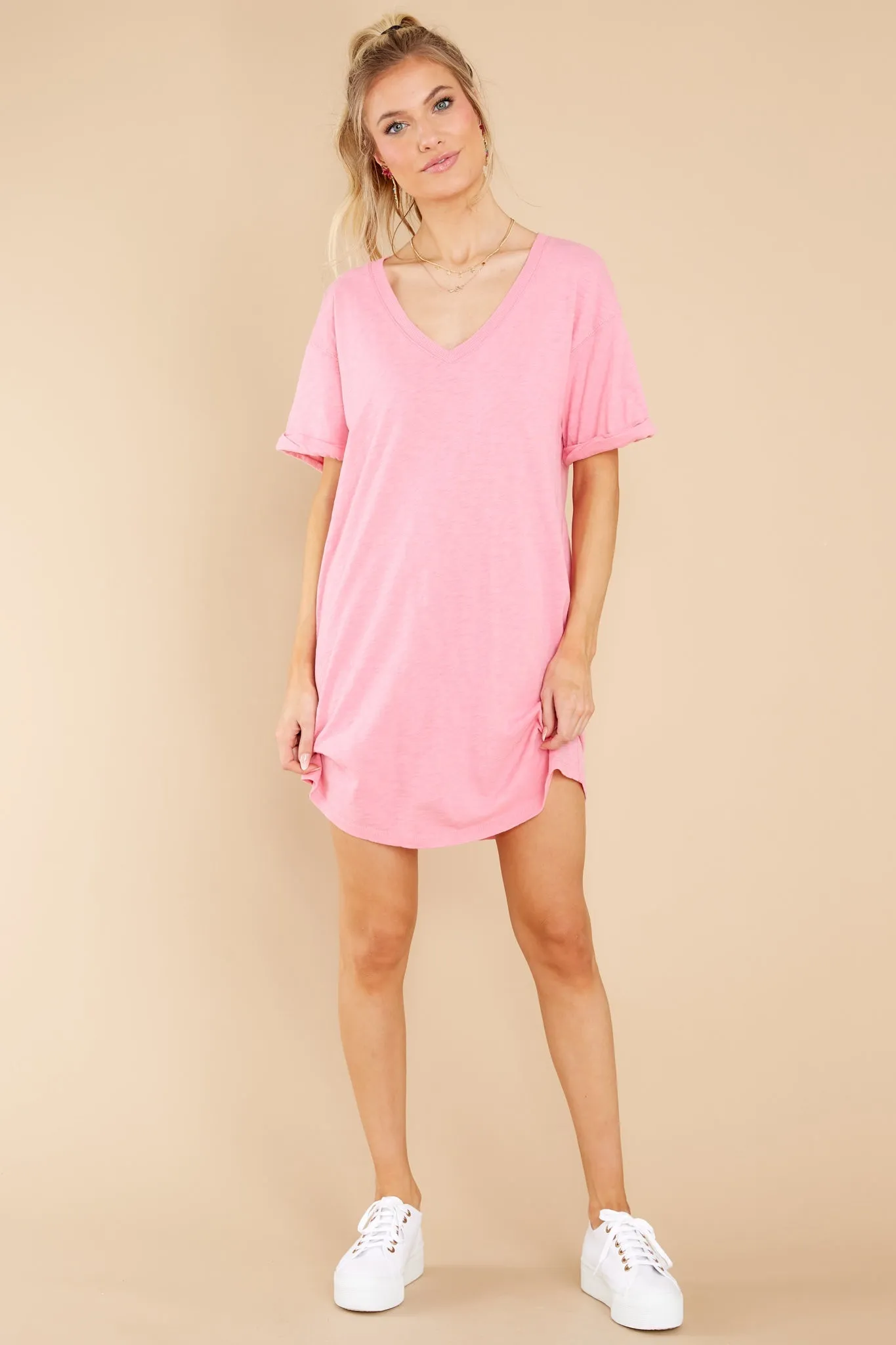 Flamingo V-Neck T-Shirt Dress