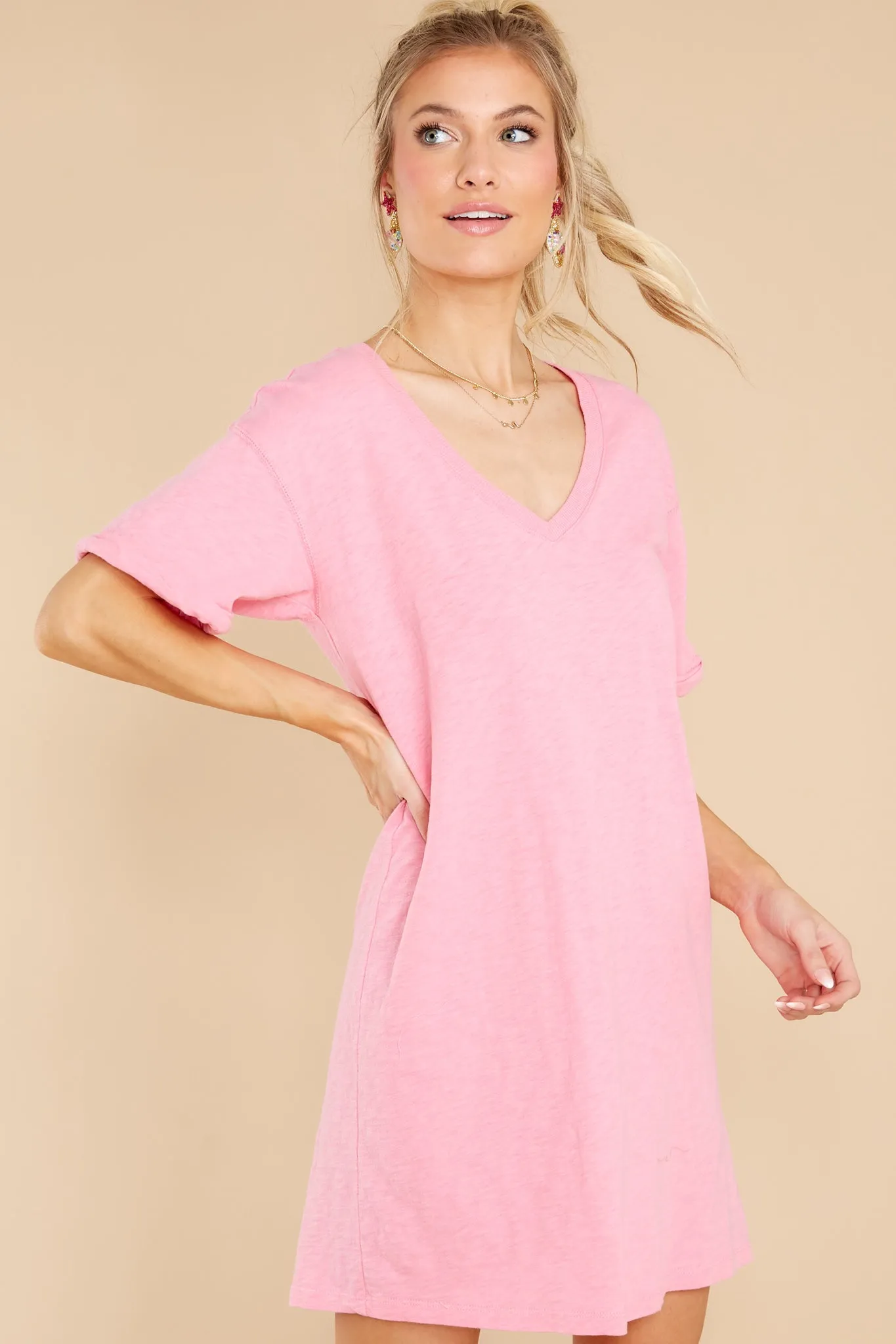 Flamingo V-Neck T-Shirt Dress