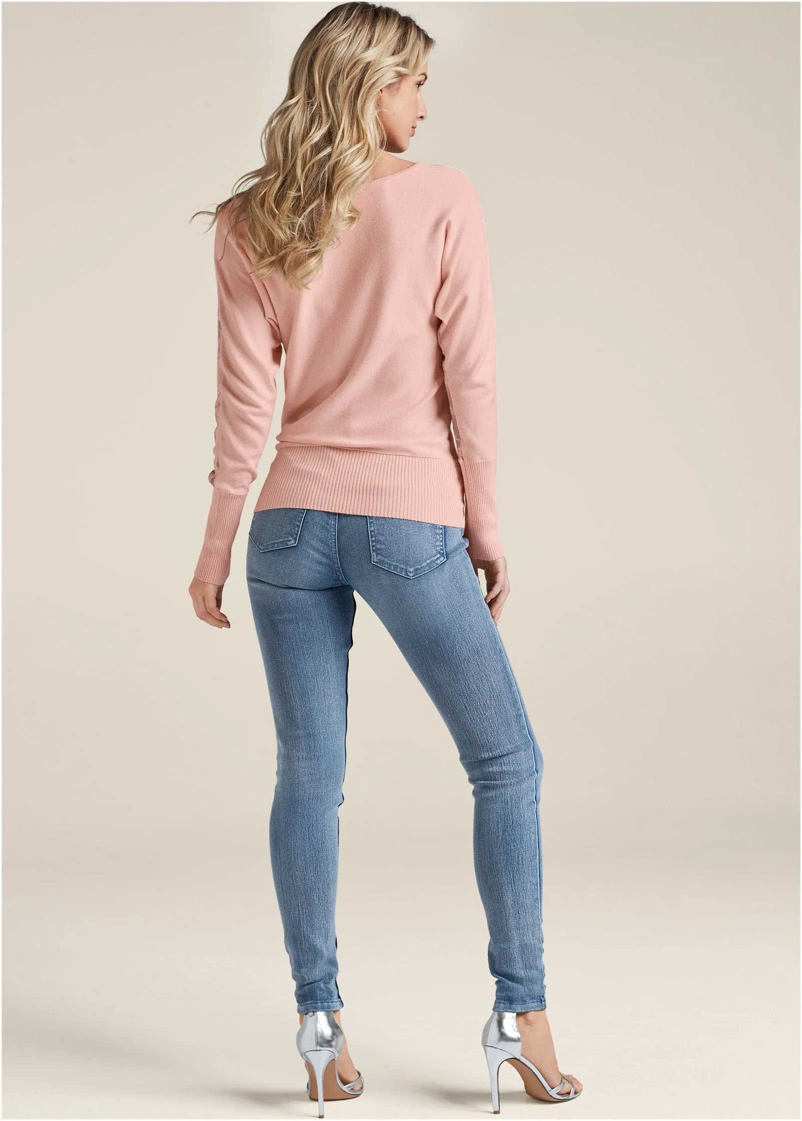 Floral Detail Sweater - Pink