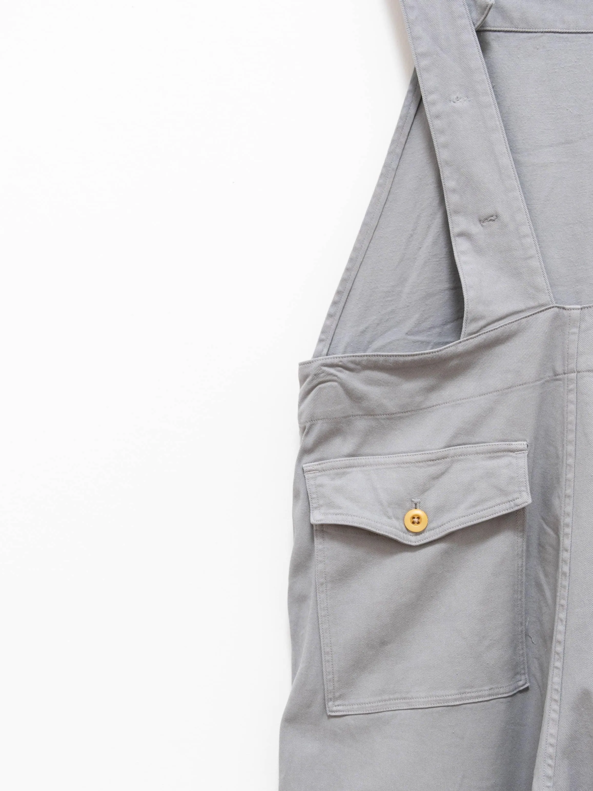 Garment Dyed Lyocell Cotton Stretch Overalls - Light Gray