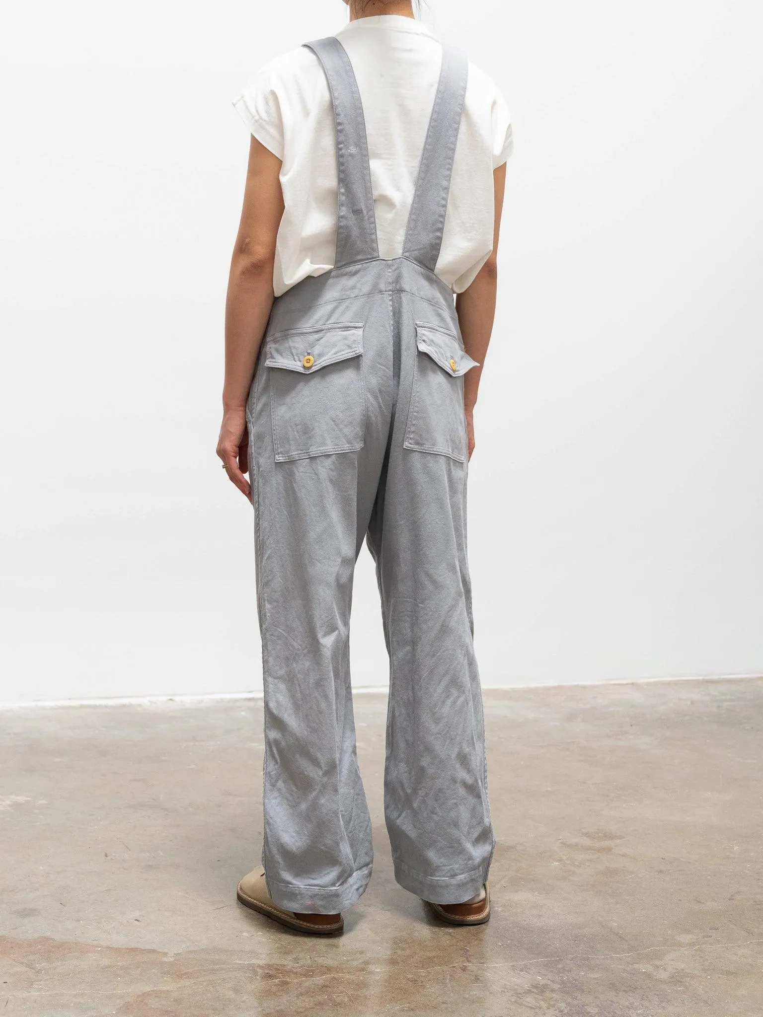 Garment Dyed Lyocell Cotton Stretch Overalls - Light Gray