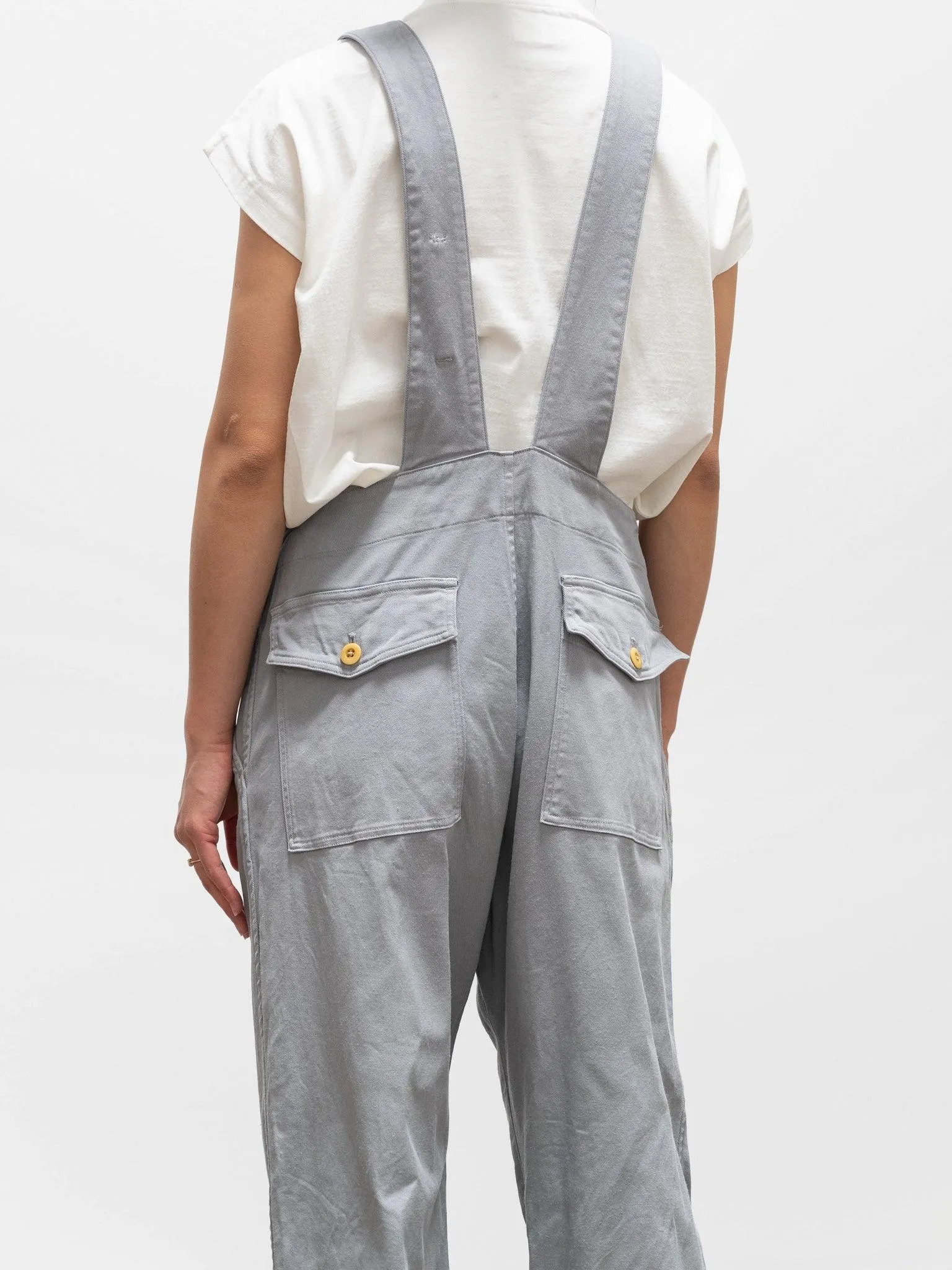 Garment Dyed Lyocell Cotton Stretch Overalls - Light Gray