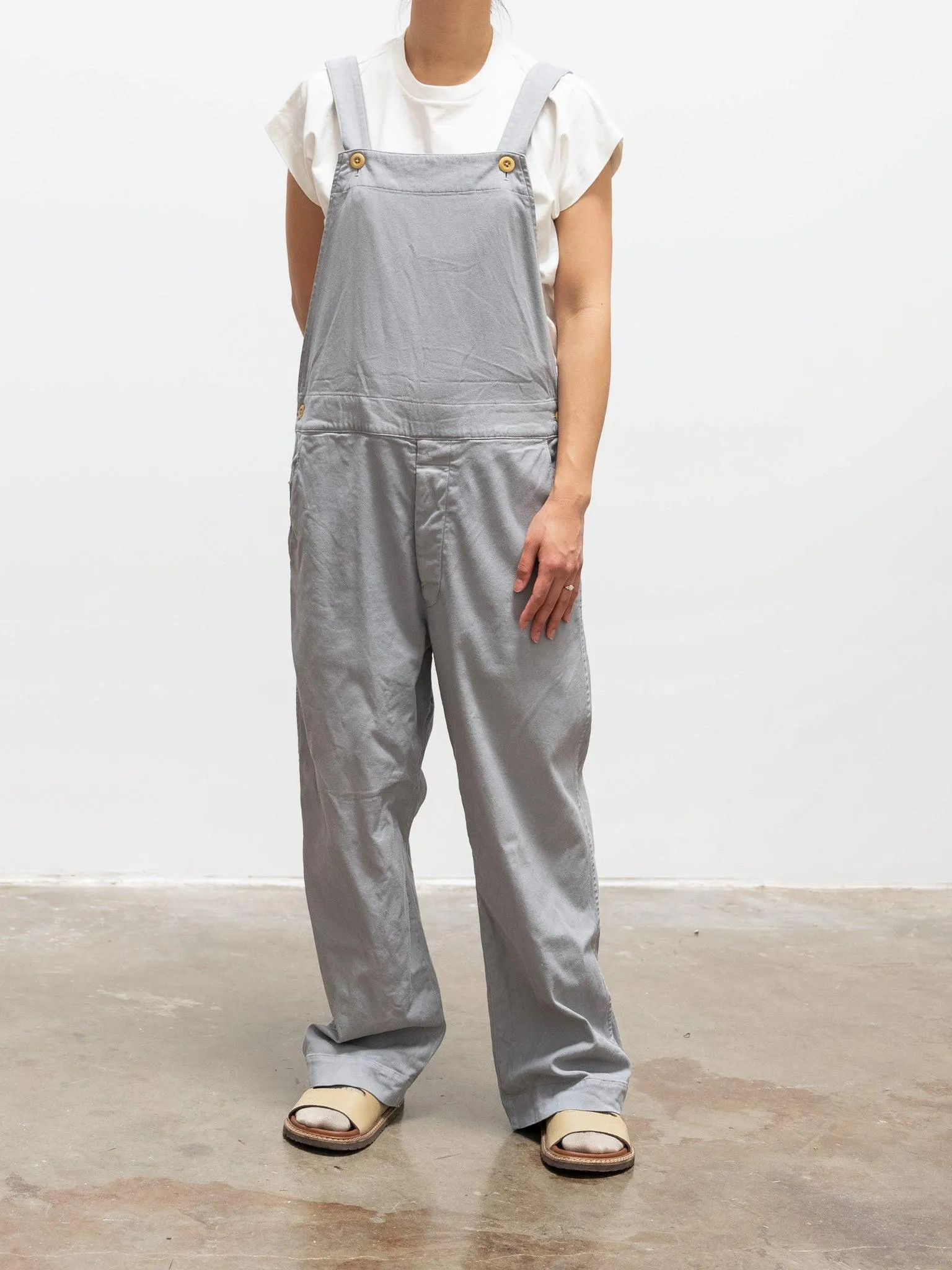 Garment Dyed Lyocell Cotton Stretch Overalls - Light Gray