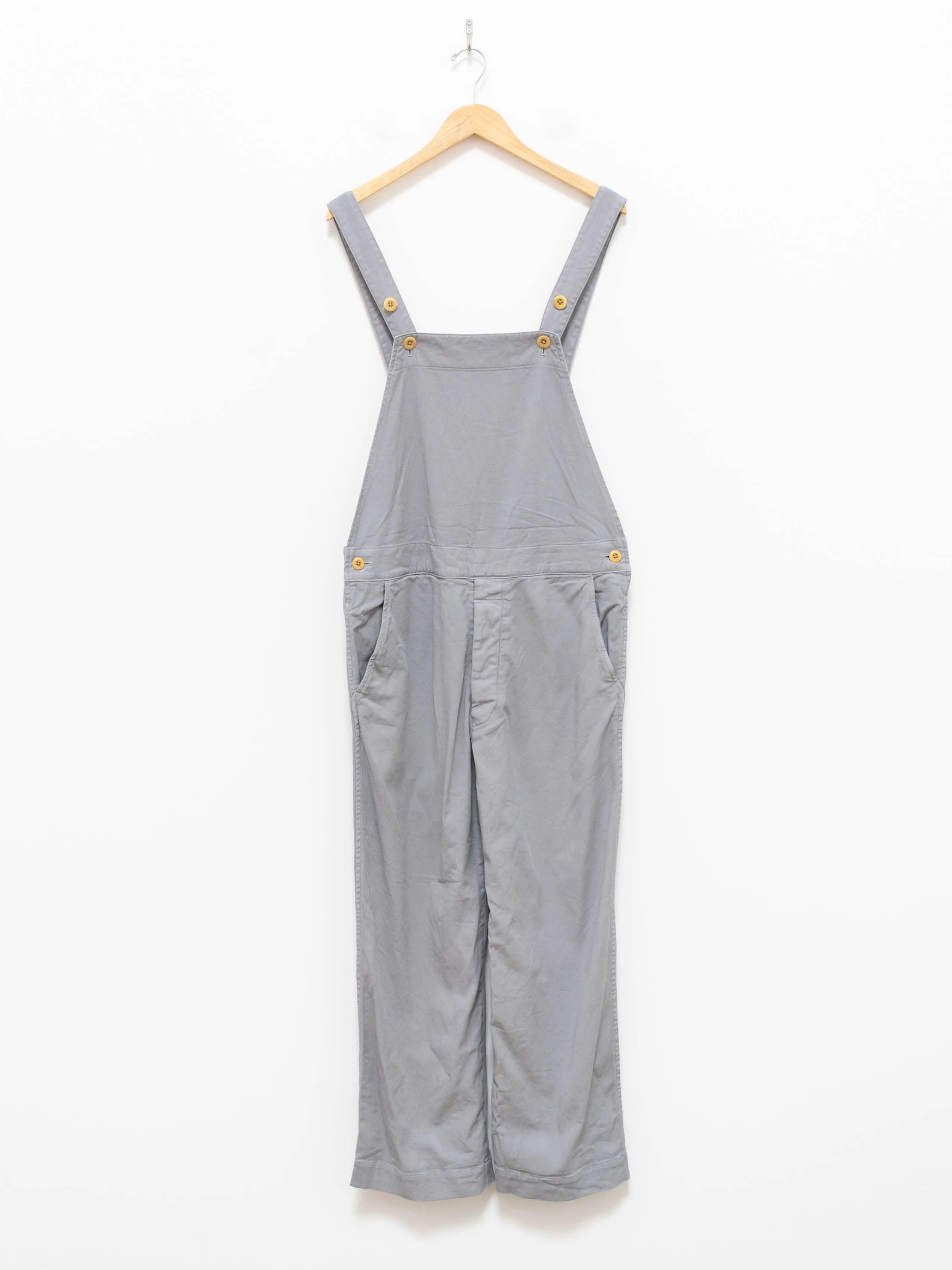 Garment Dyed Lyocell Cotton Stretch Overalls - Light Gray